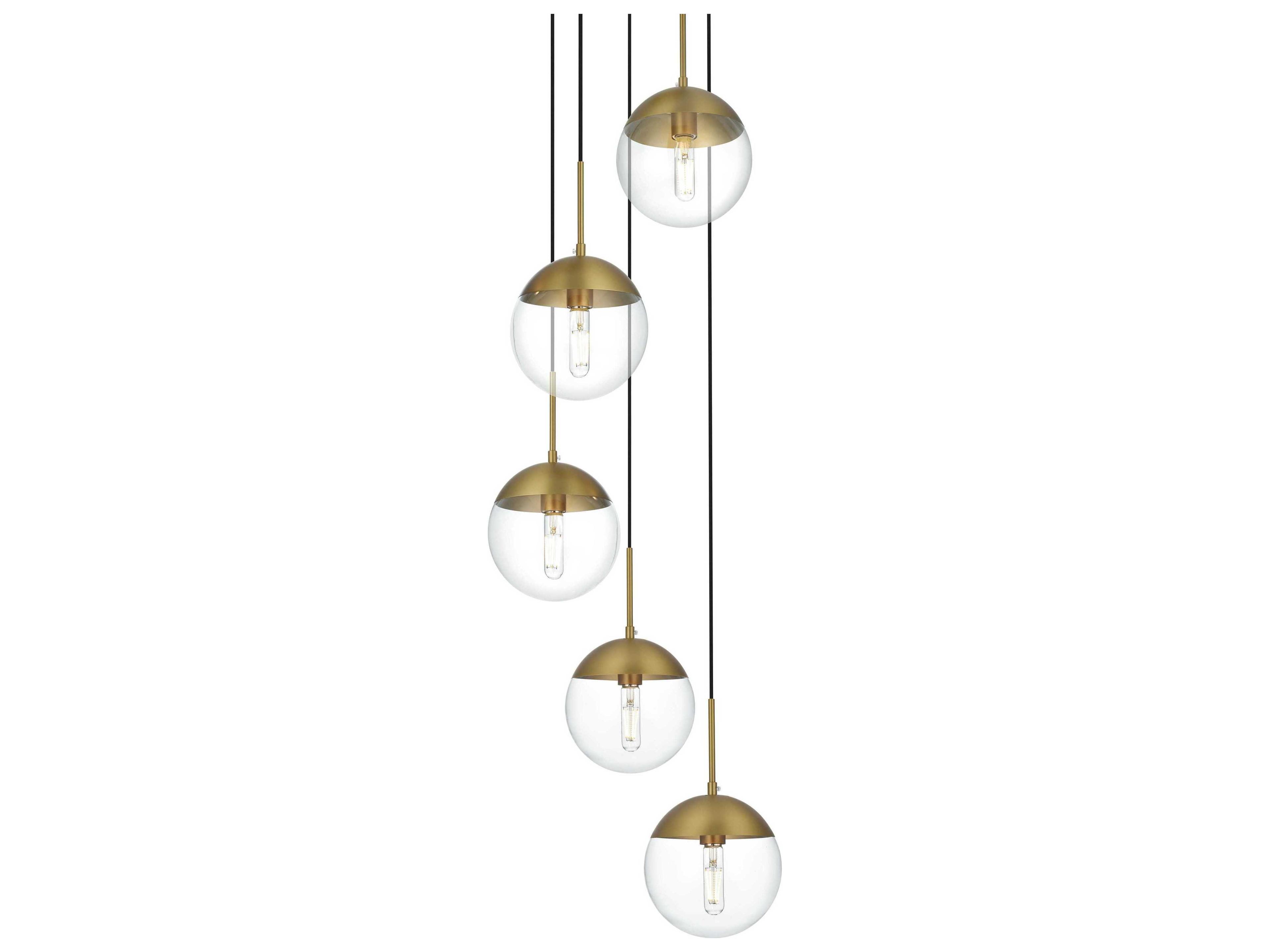 Elegant Lighting Eclipse 5-Light Satin Gold Globe Pendant