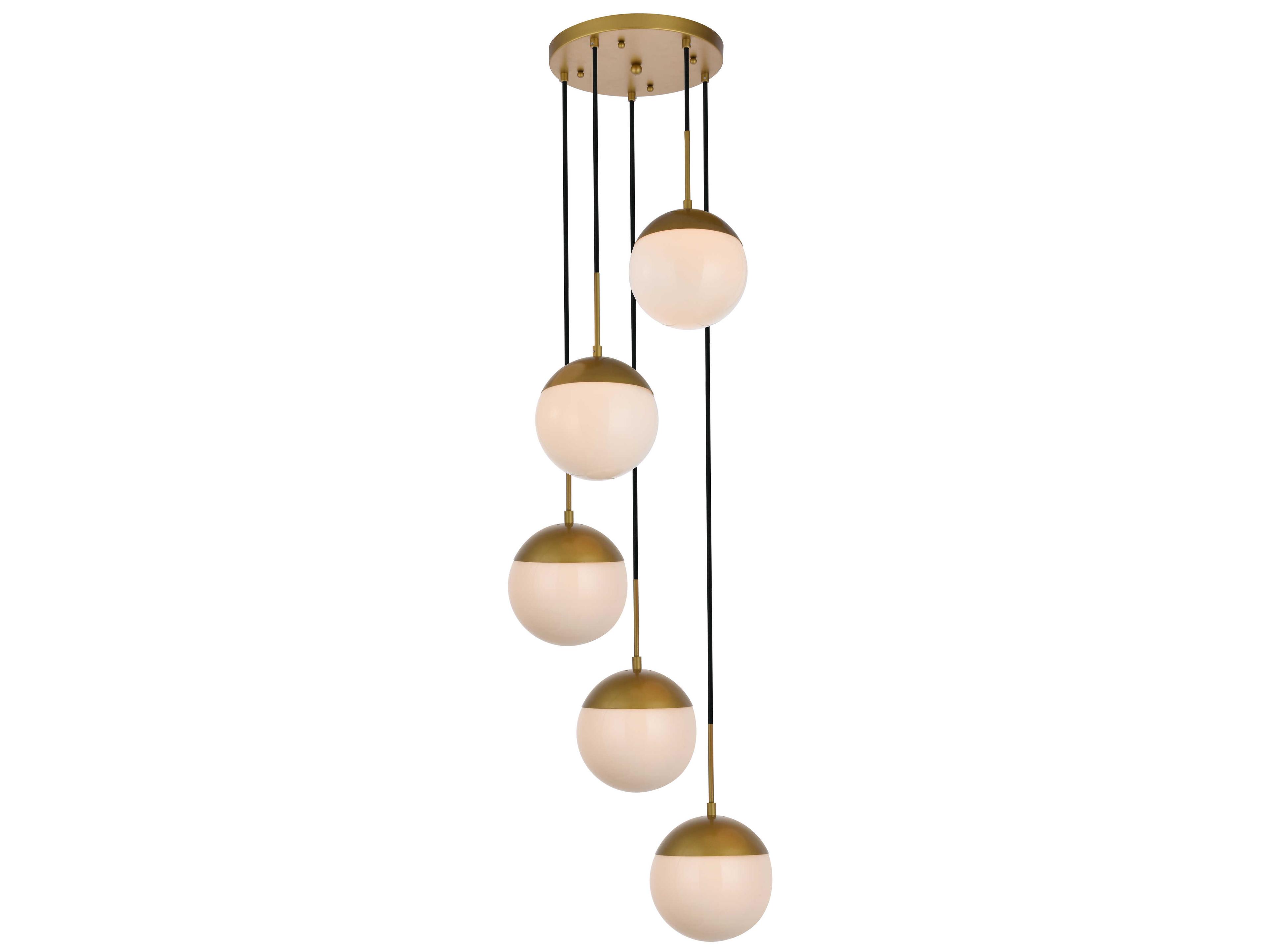 Eclipse 5-Light Brass Glass Globe Pendant