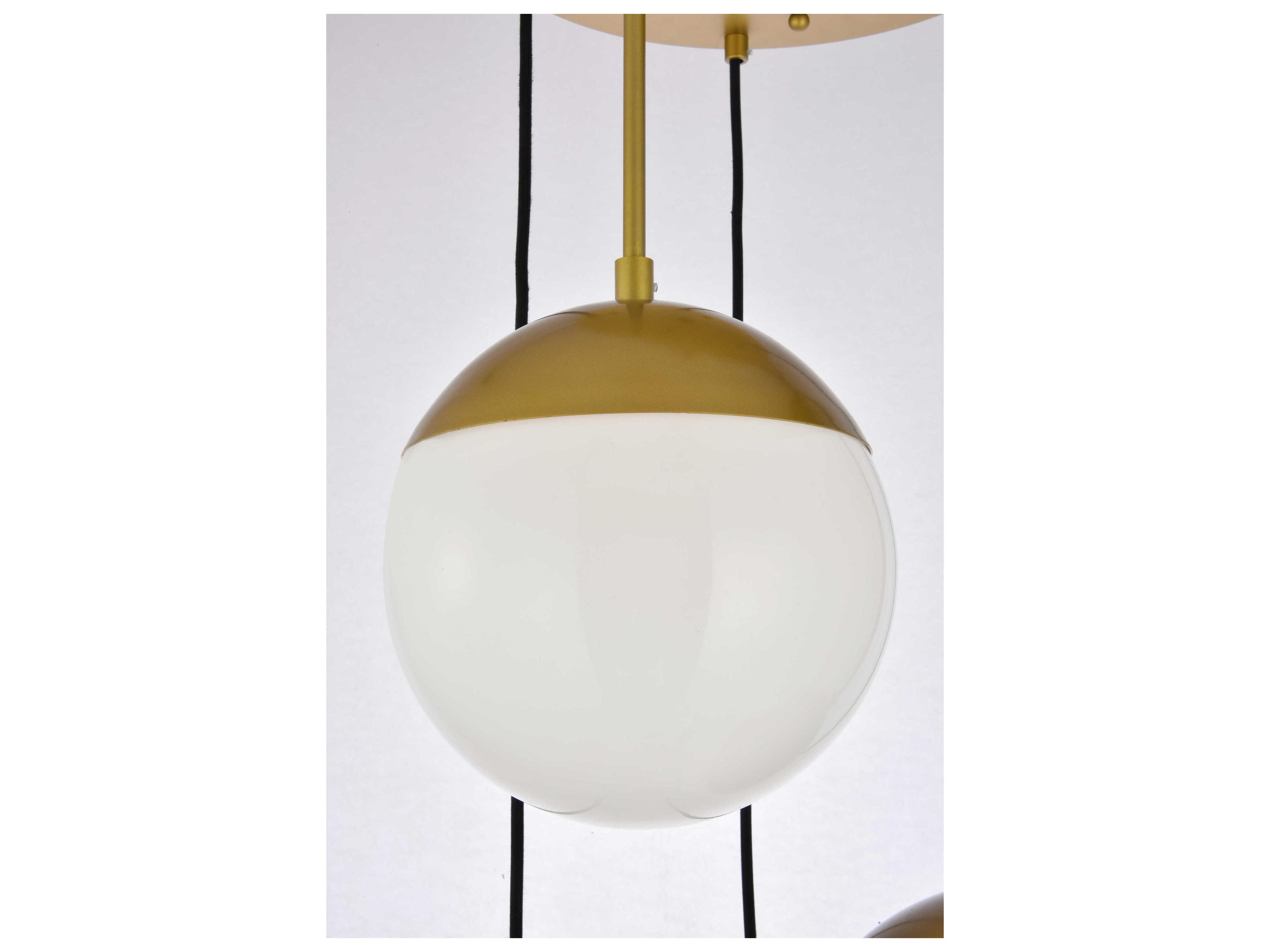 Elegant Lighting Eclipse 5-Light Brass Glass Globe Pendant