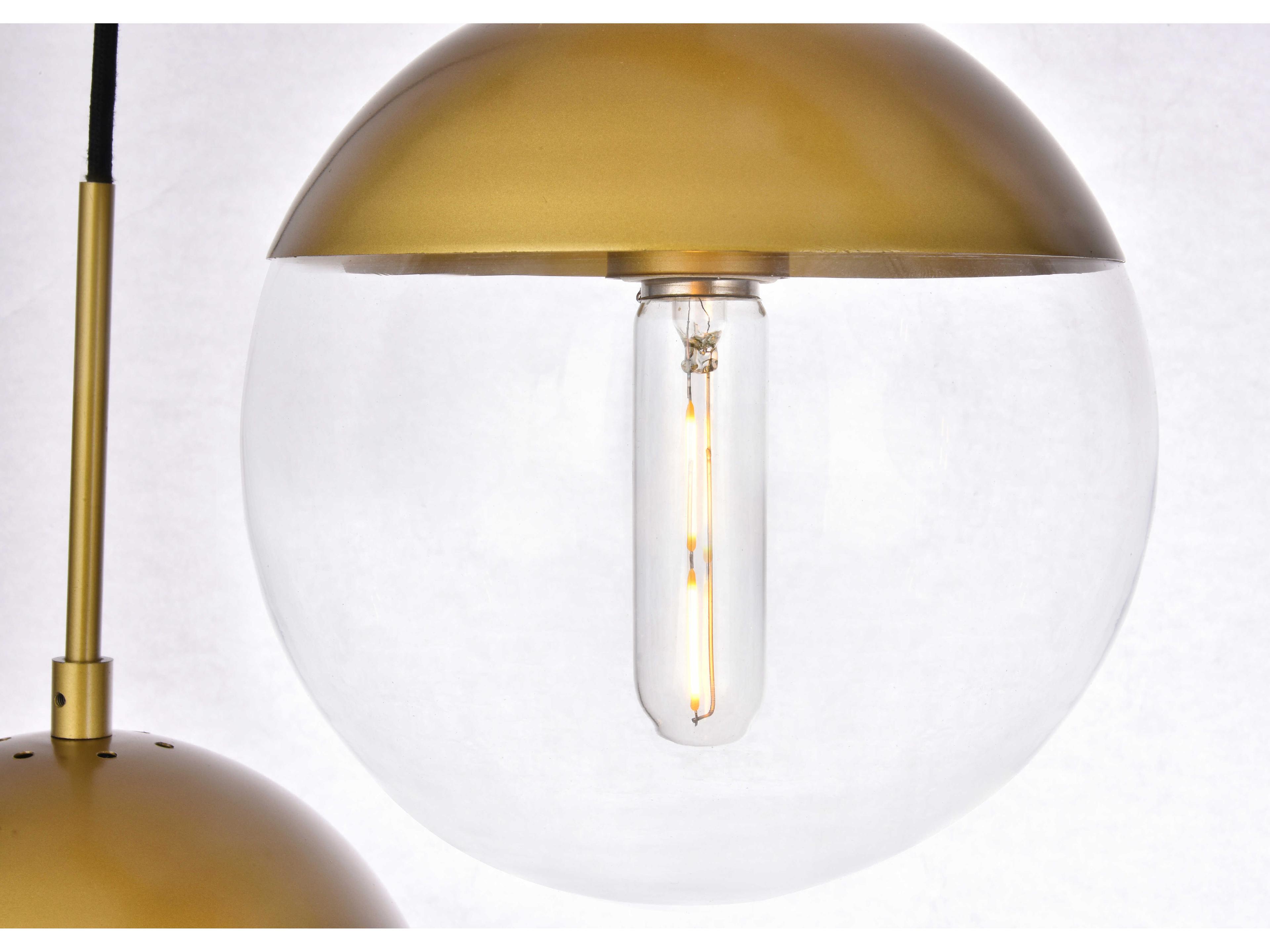 Elegant Lighting Eclipse 5-Light Brass Glass Globe Pendant