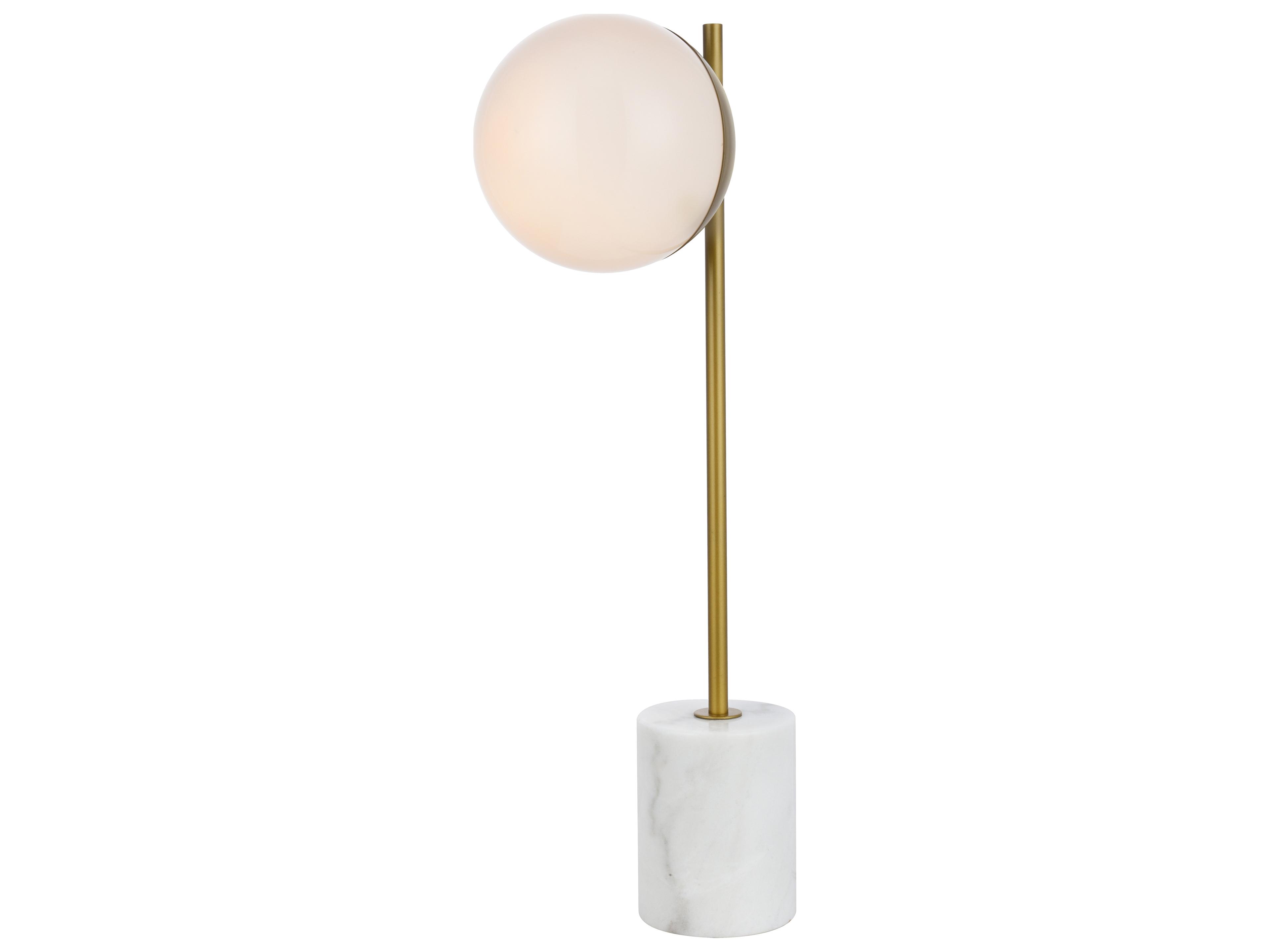 Elegant Lighting Eclipse Brass Frosted White Glass Table Lamp