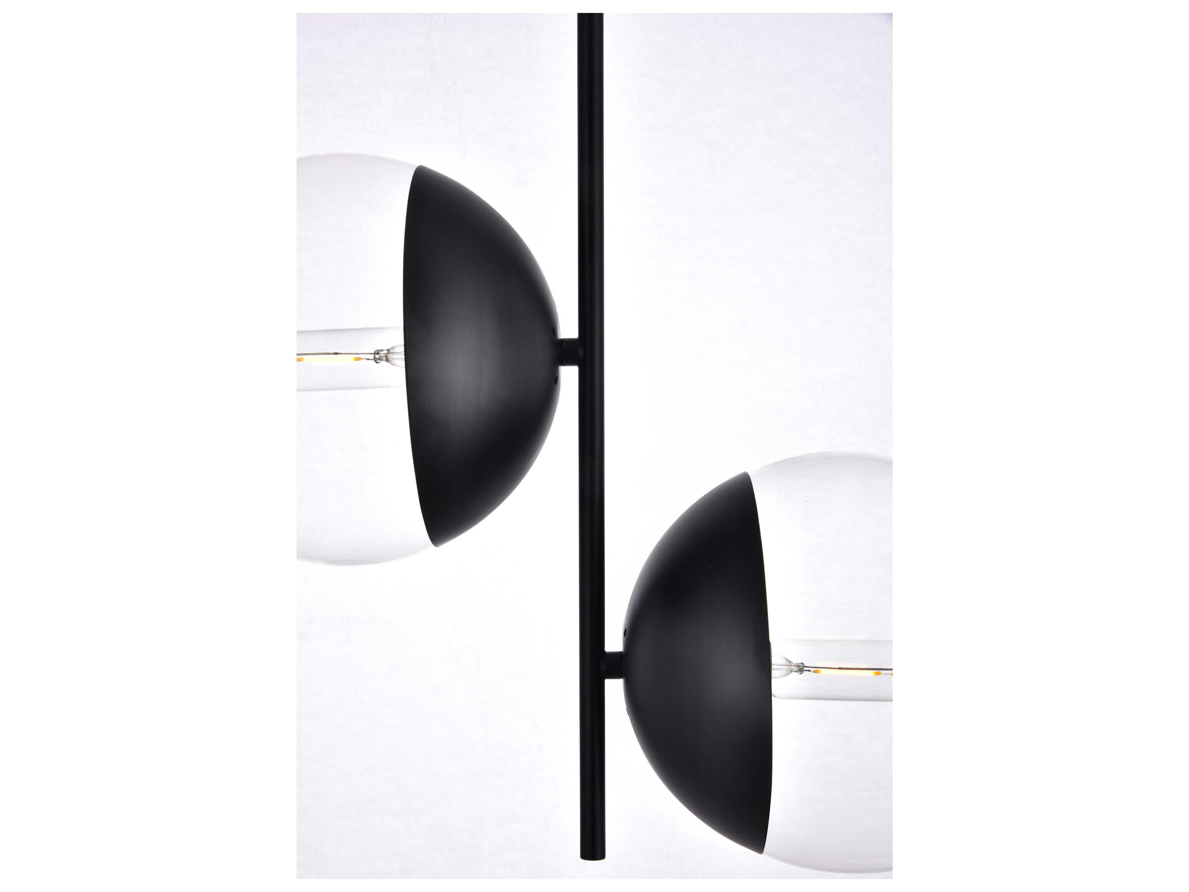 Elegant Lighting Eclipse 2-Light Black Glass Globe Mini Pendant