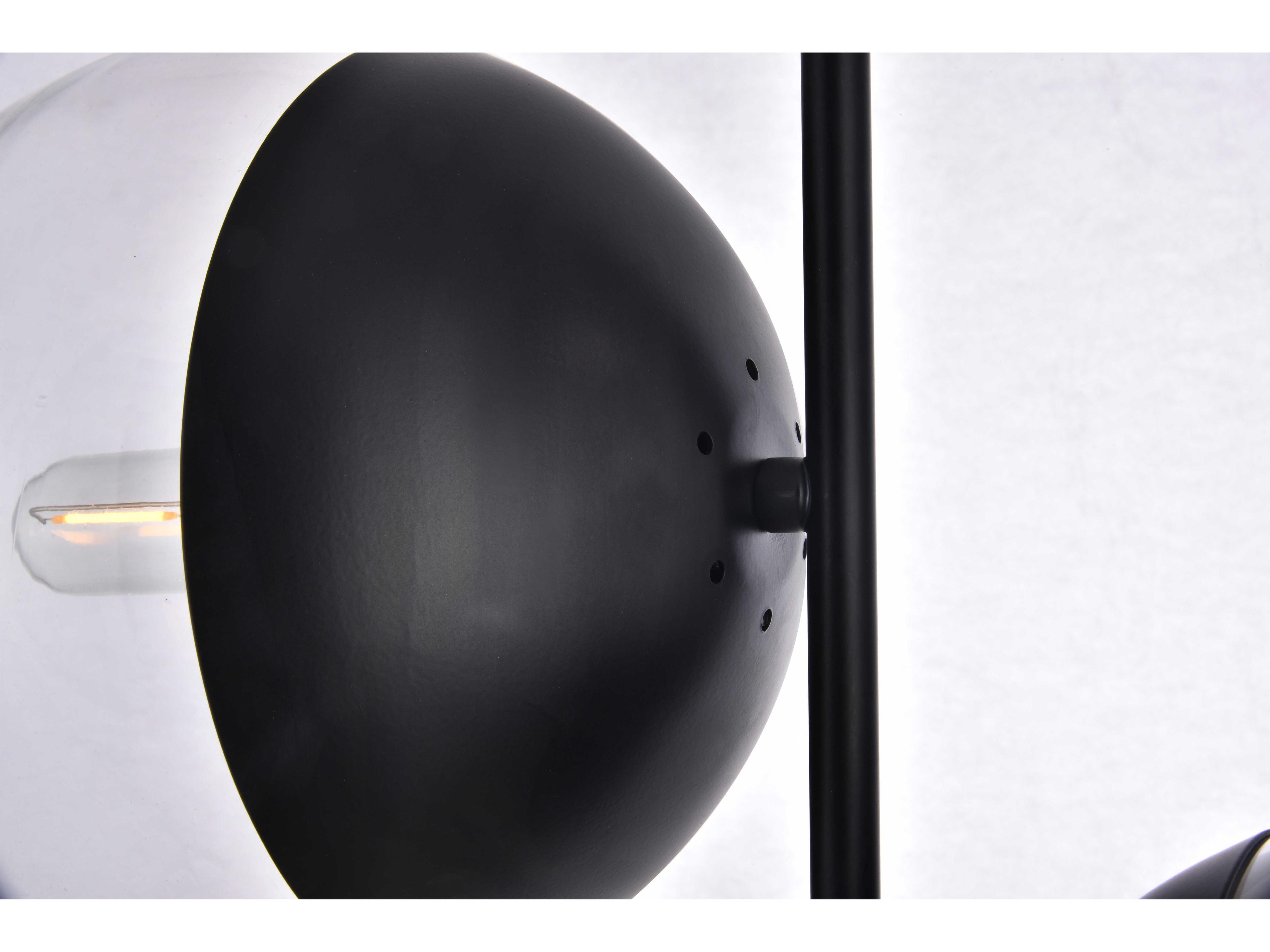 Elegant Lighting Eclipse 2-Light Black Glass Globe Mini Pendant