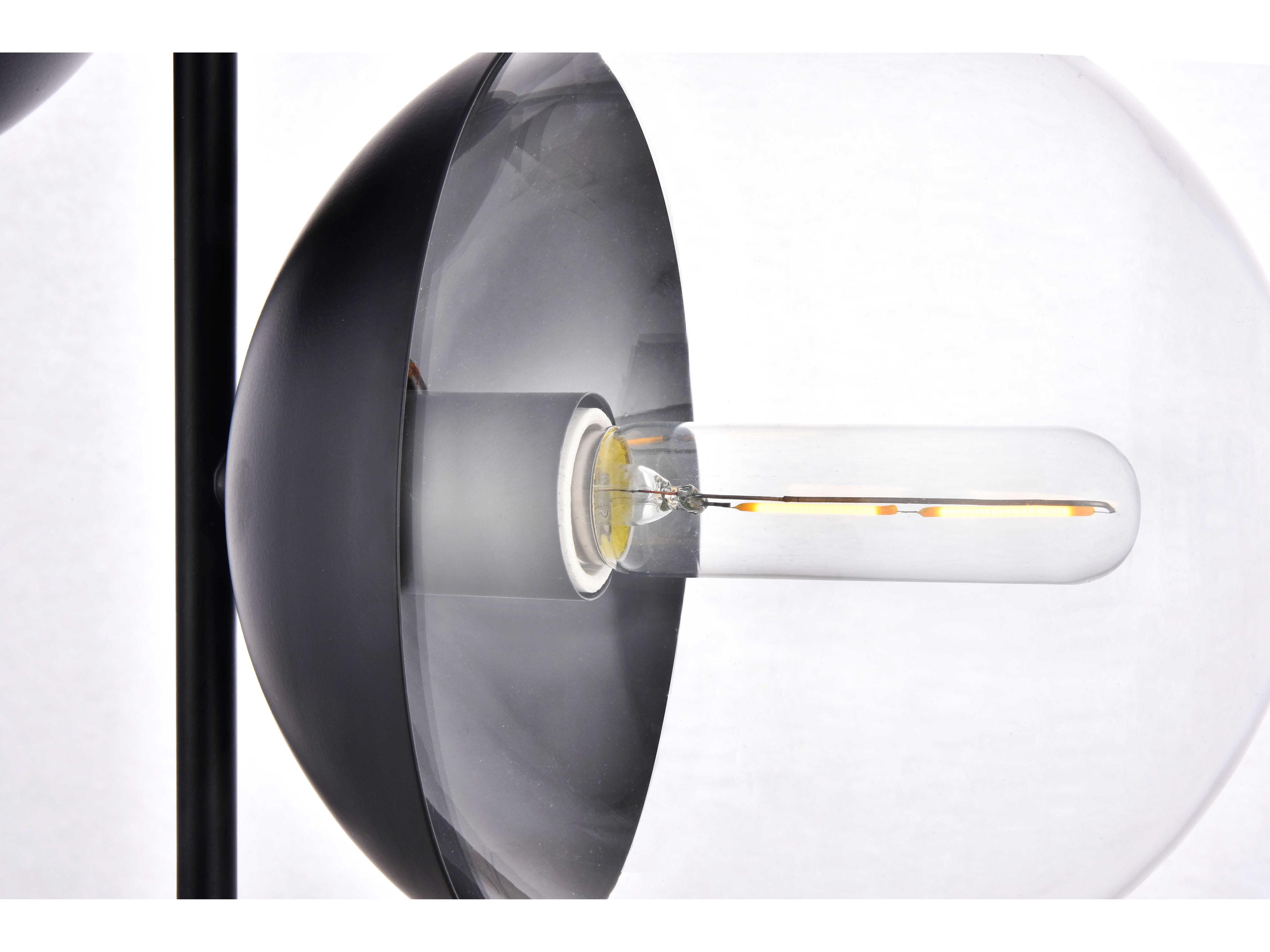 Elegant Lighting Eclipse 2-Light Black Glass Globe Mini Pendant