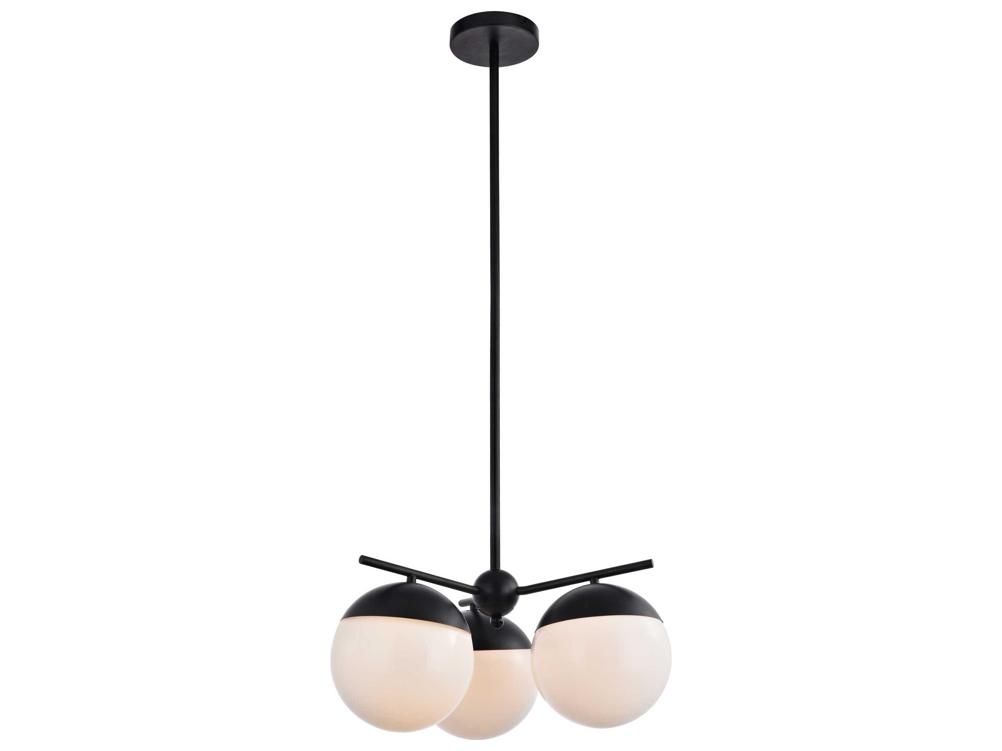 Elegant Lighting Eclipse 3-Light Black Glass Globe Pendant