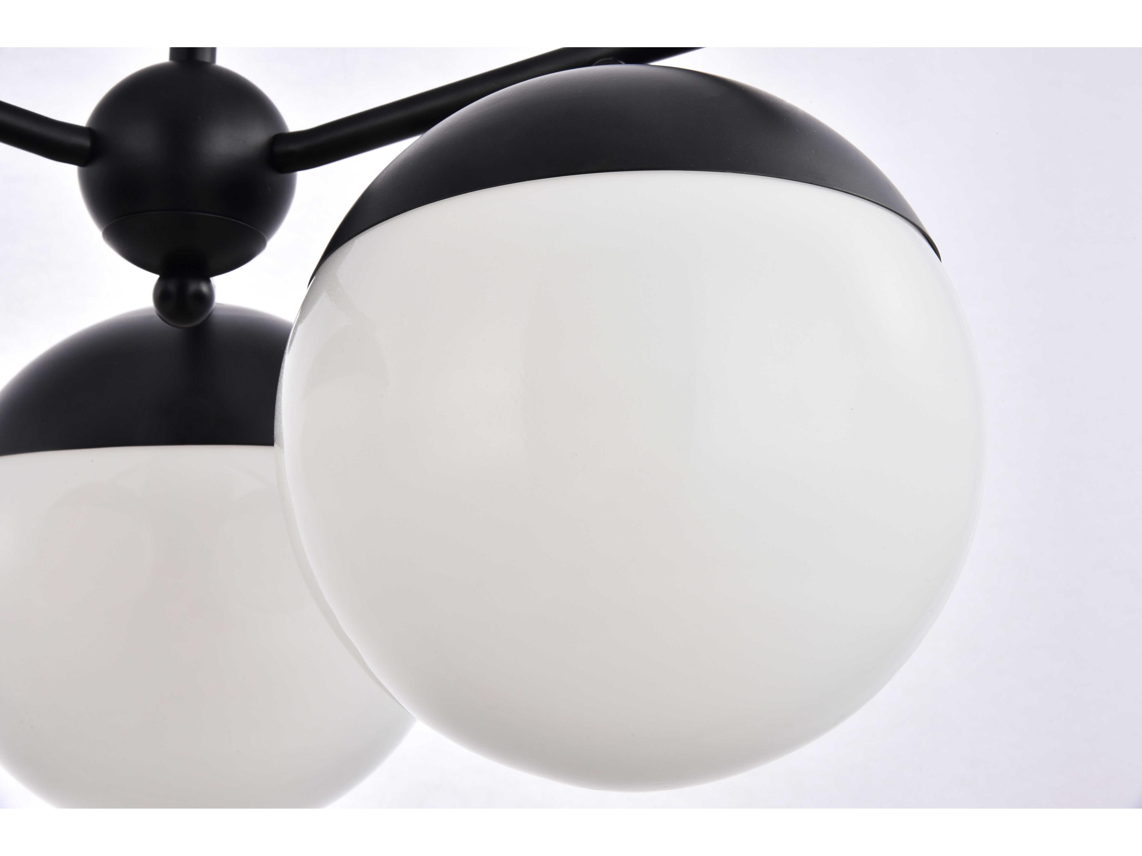 Elegant Lighting Eclipse 3-Light Black Glass Globe Pendant