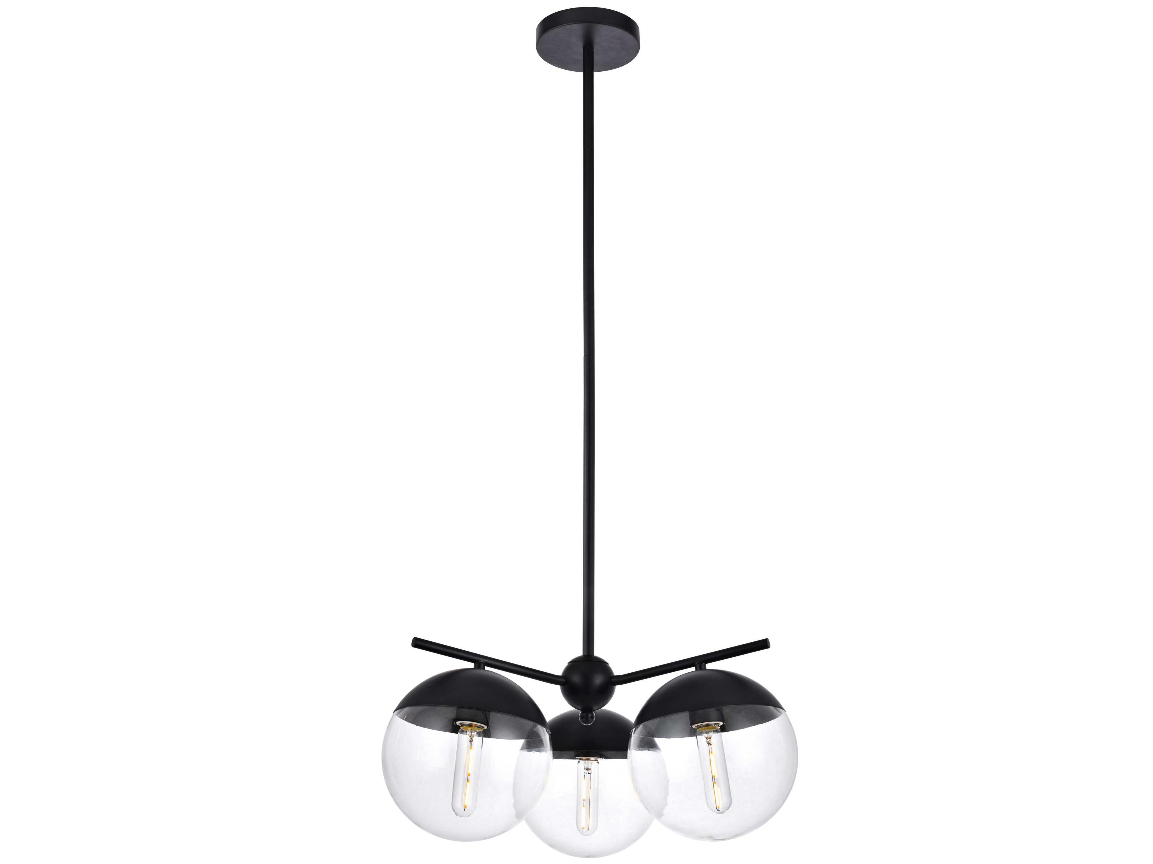 Eclipse 3-Light Black Glass Globe Pendant