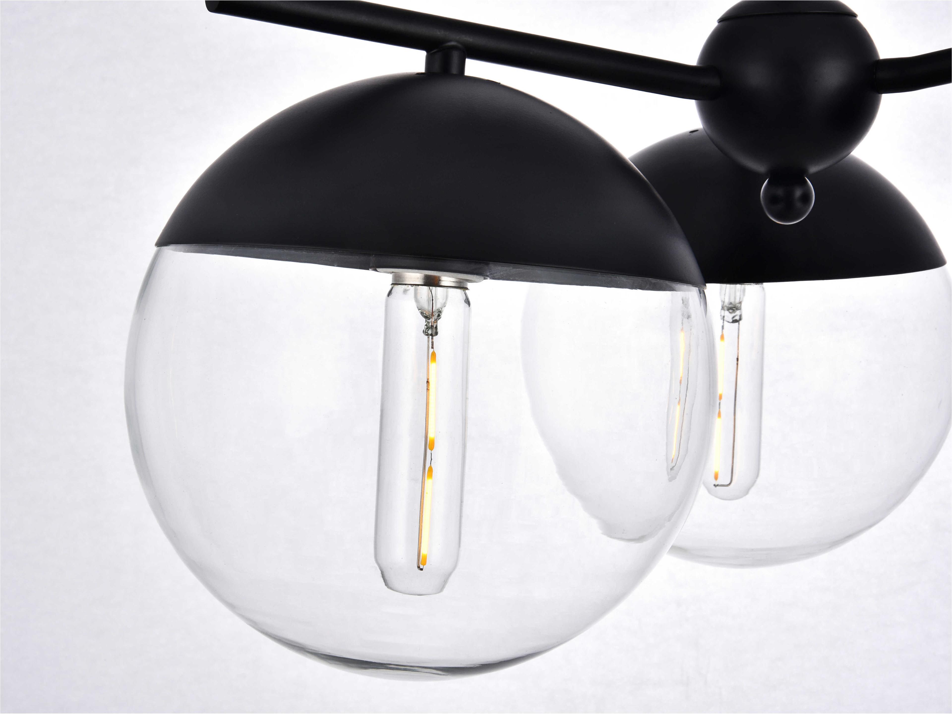 Elegant Lighting Eclipse 3-Light Black Glass Globe Pendant