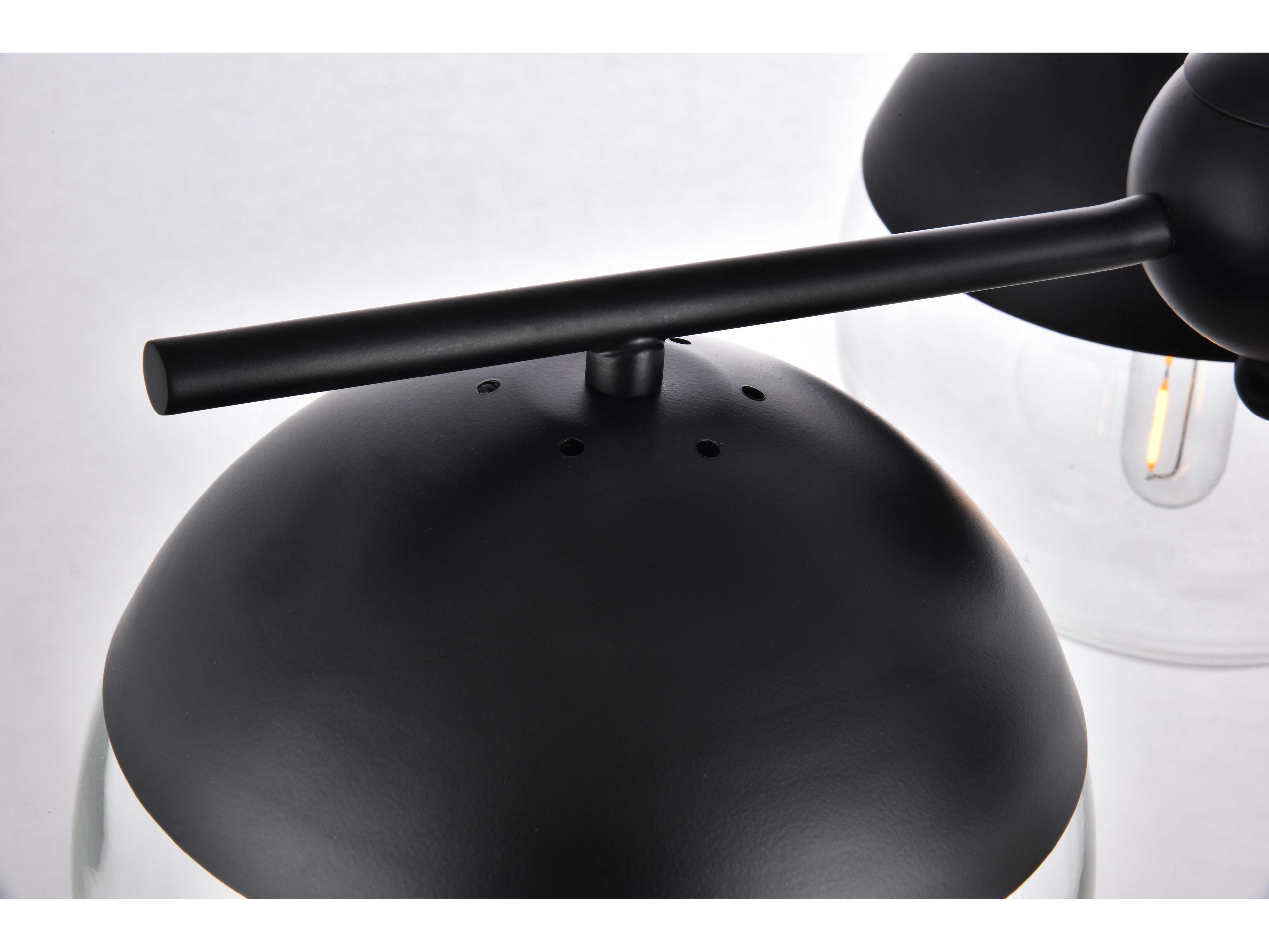 Elegant Lighting Eclipse 3-Light Black Glass Globe Pendant