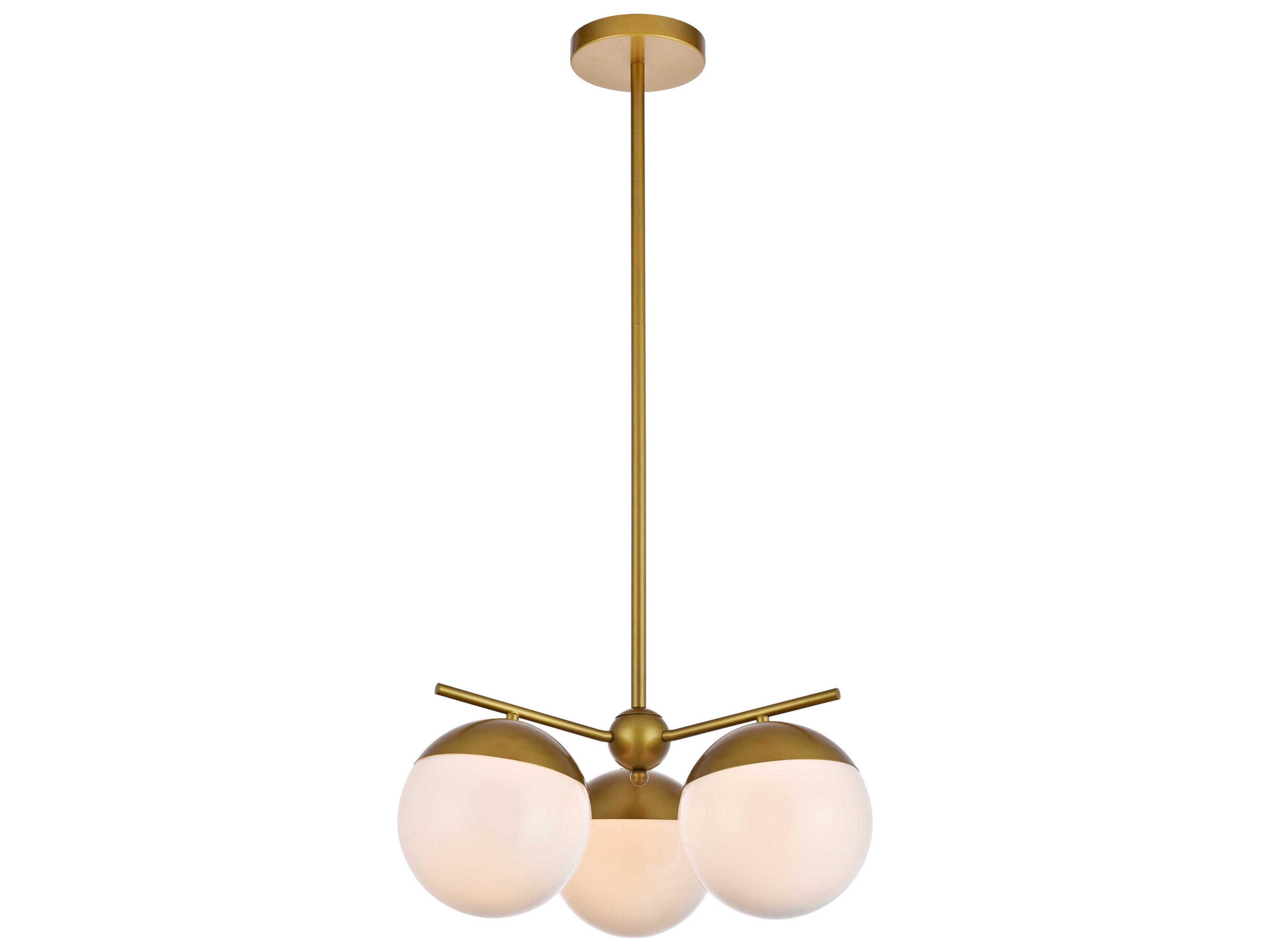 Eclipse 3-Light Brass Glass Globe Pendant