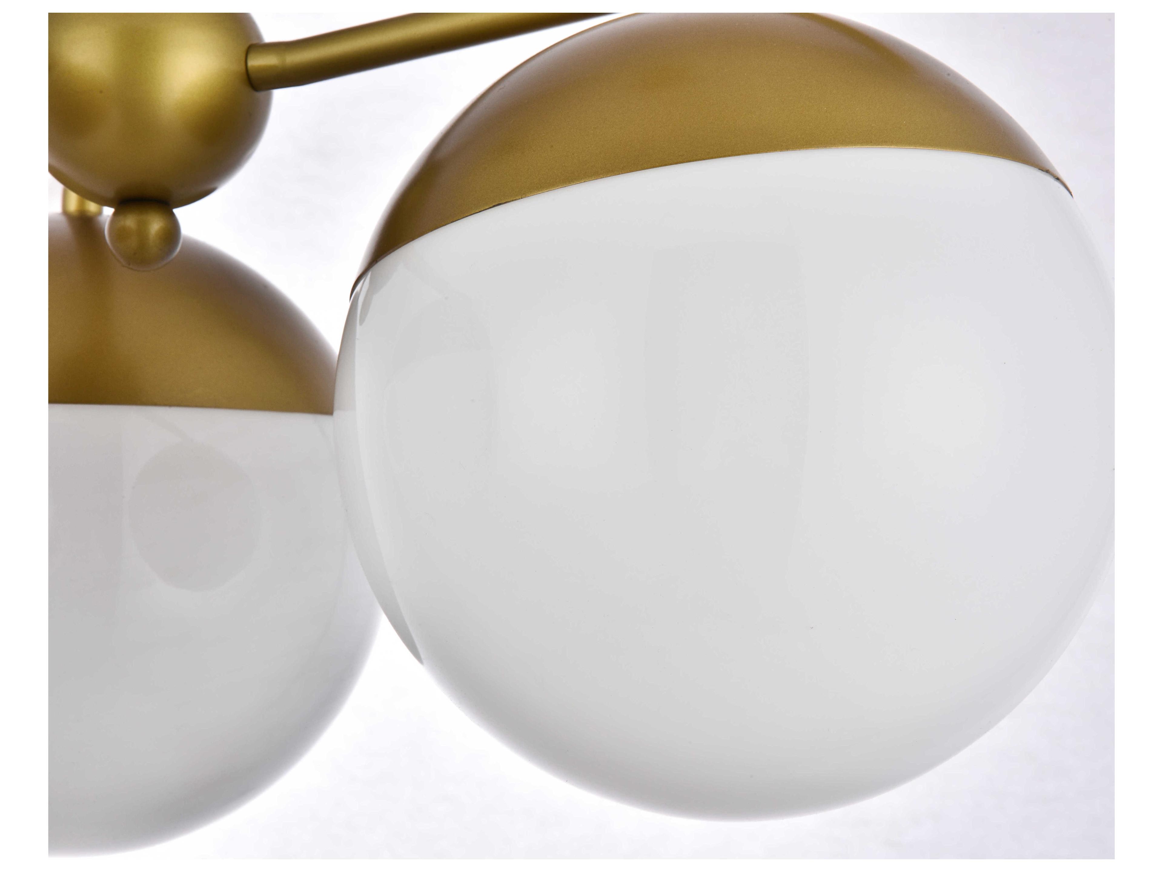 Elegant Lighting Eclipse 3-Light Brass Glass Globe Pendant