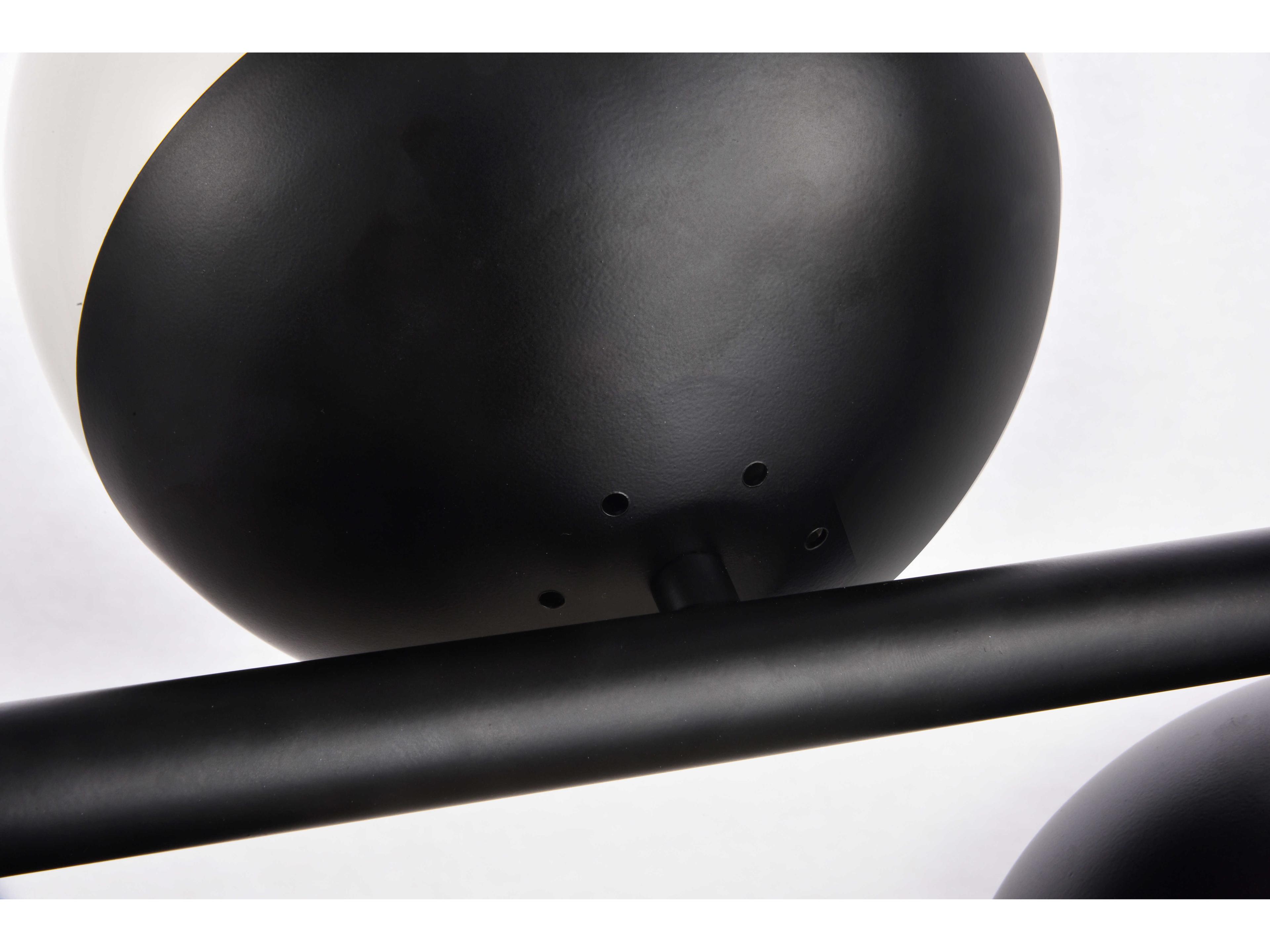 Elegant Lighting Eclipse 7-Light Black Glass Globe Linear Island Pendant