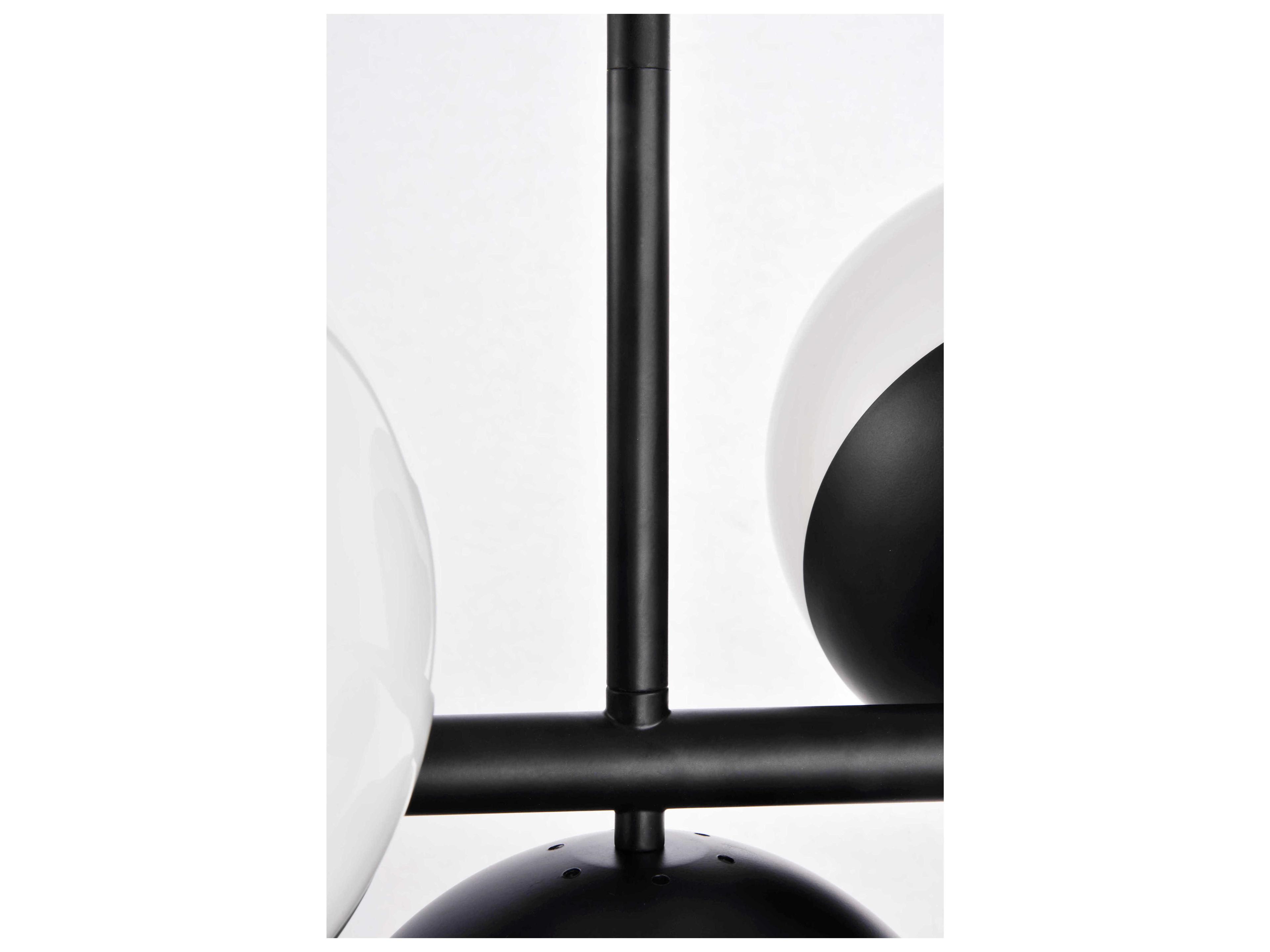 Elegant Lighting Eclipse 7-Light Black Glass Globe Linear Island Pendant