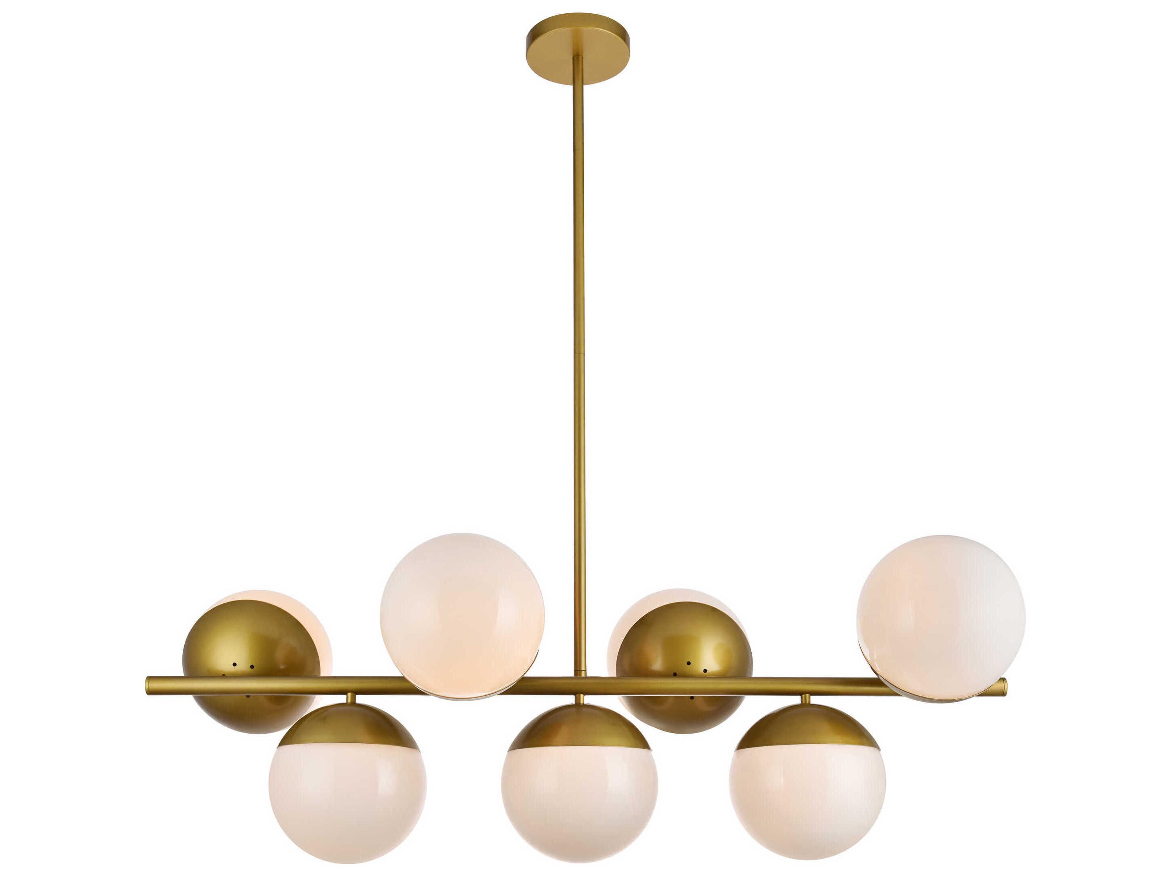 Eclipse 7-Light Brass Glass Globe Linear Island Pendant