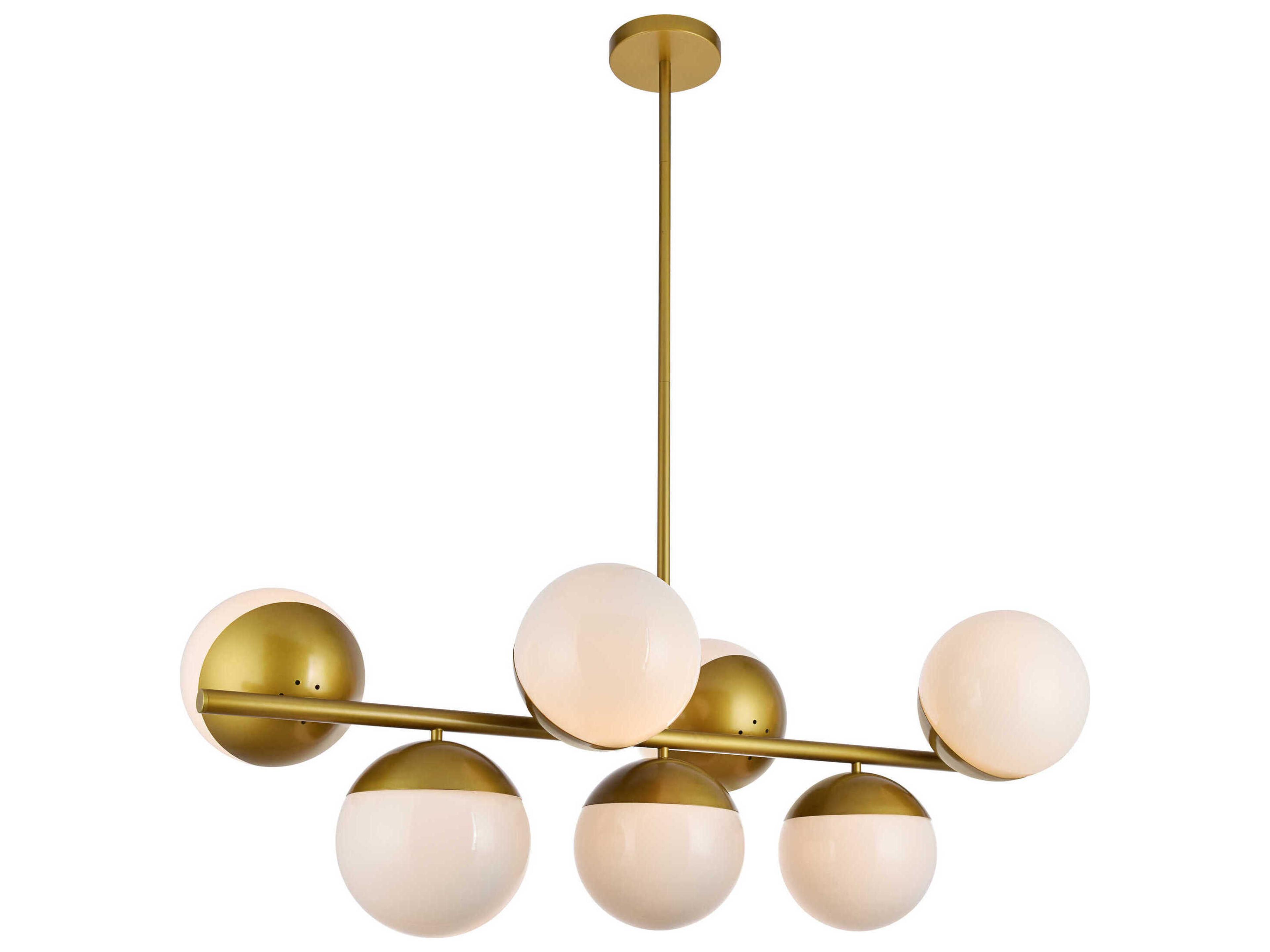 Elegant Lighting Eclipse 7-Light Brass Glass Globe Linear Island Pendant