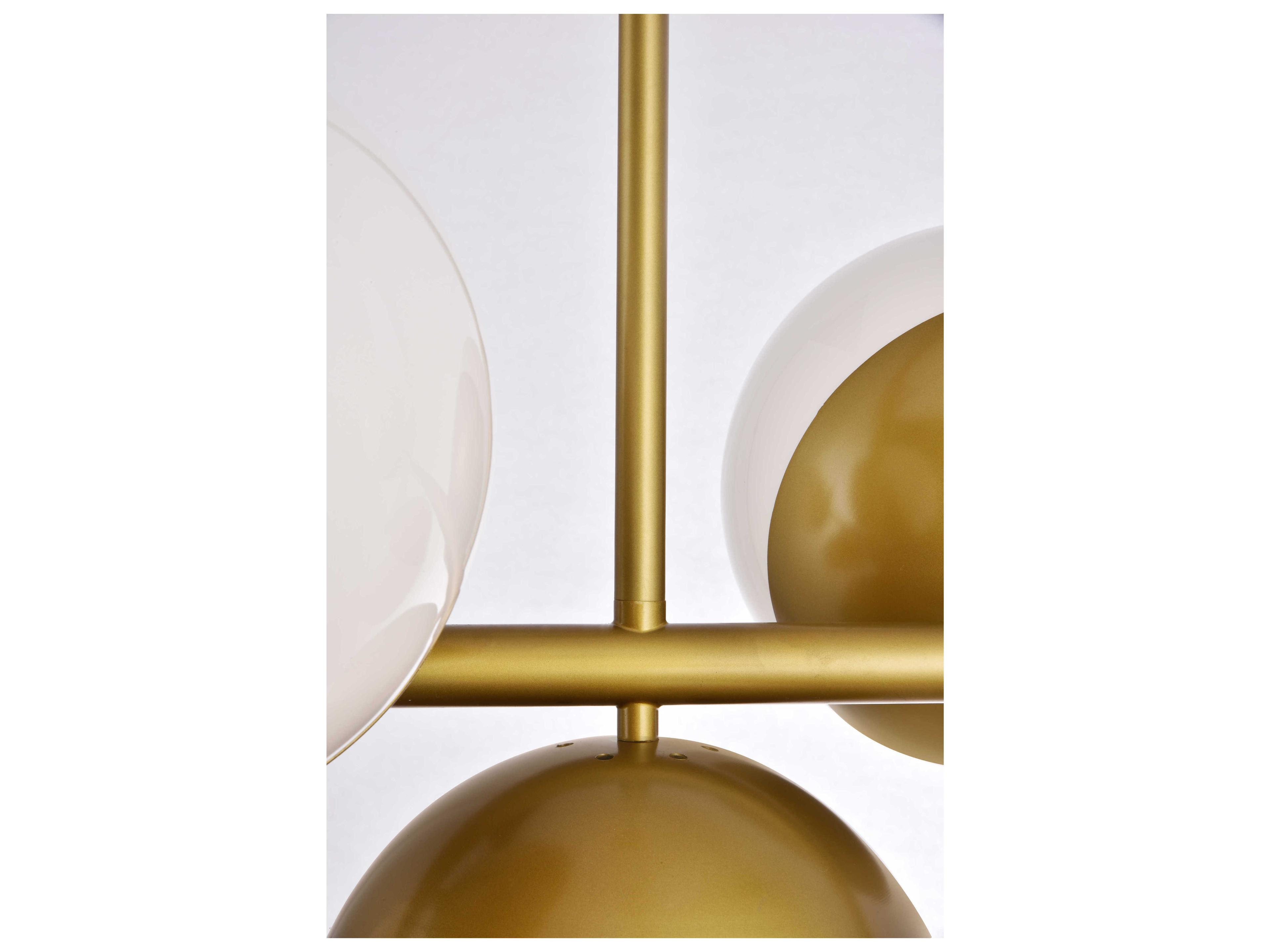 Elegant Lighting Eclipse 7-Light Brass Glass Globe Linear Island Pendant