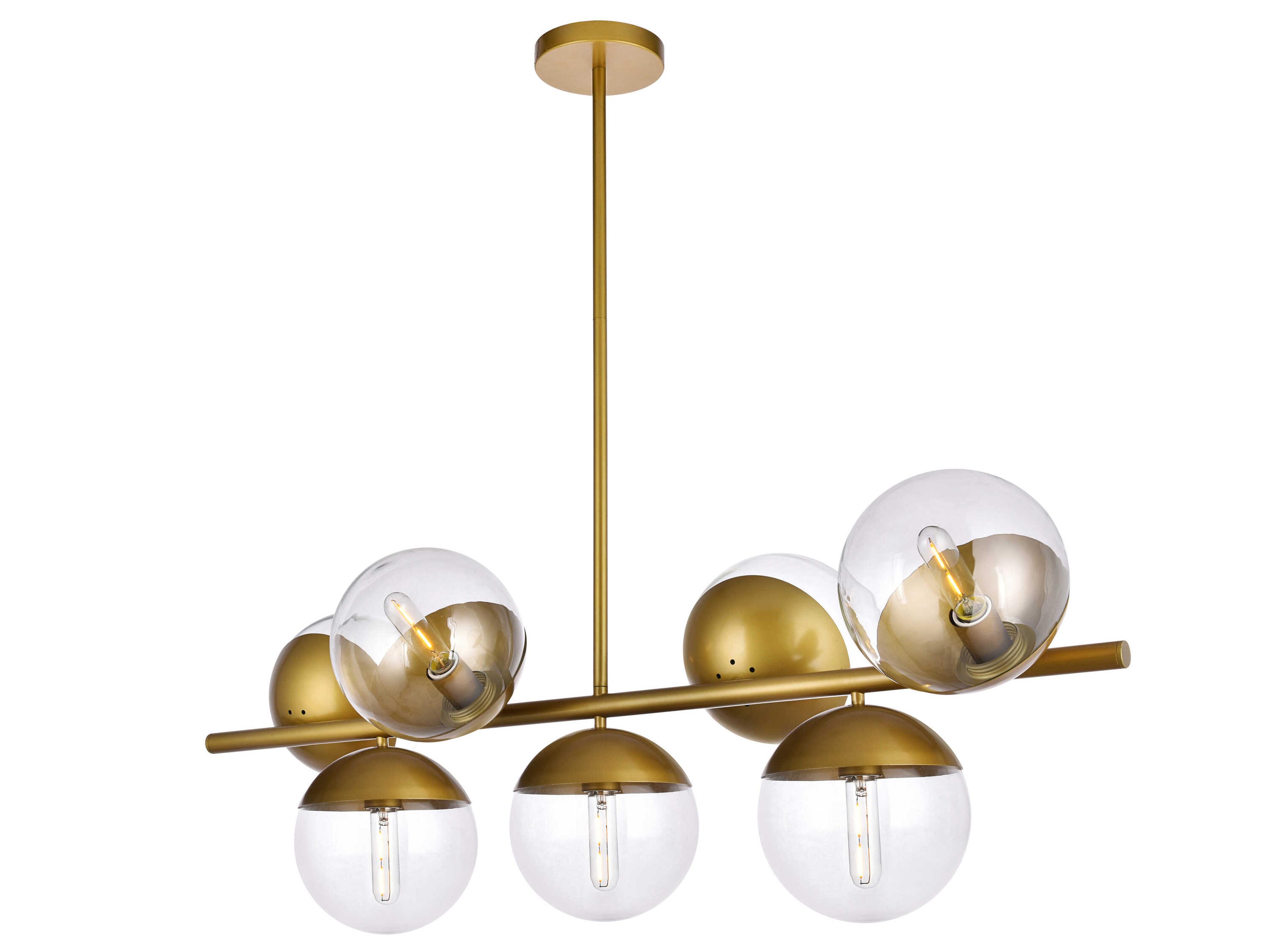 Elegant Lighting Eclipse 7-Light Brass Glass Globe Linear Island Pendant