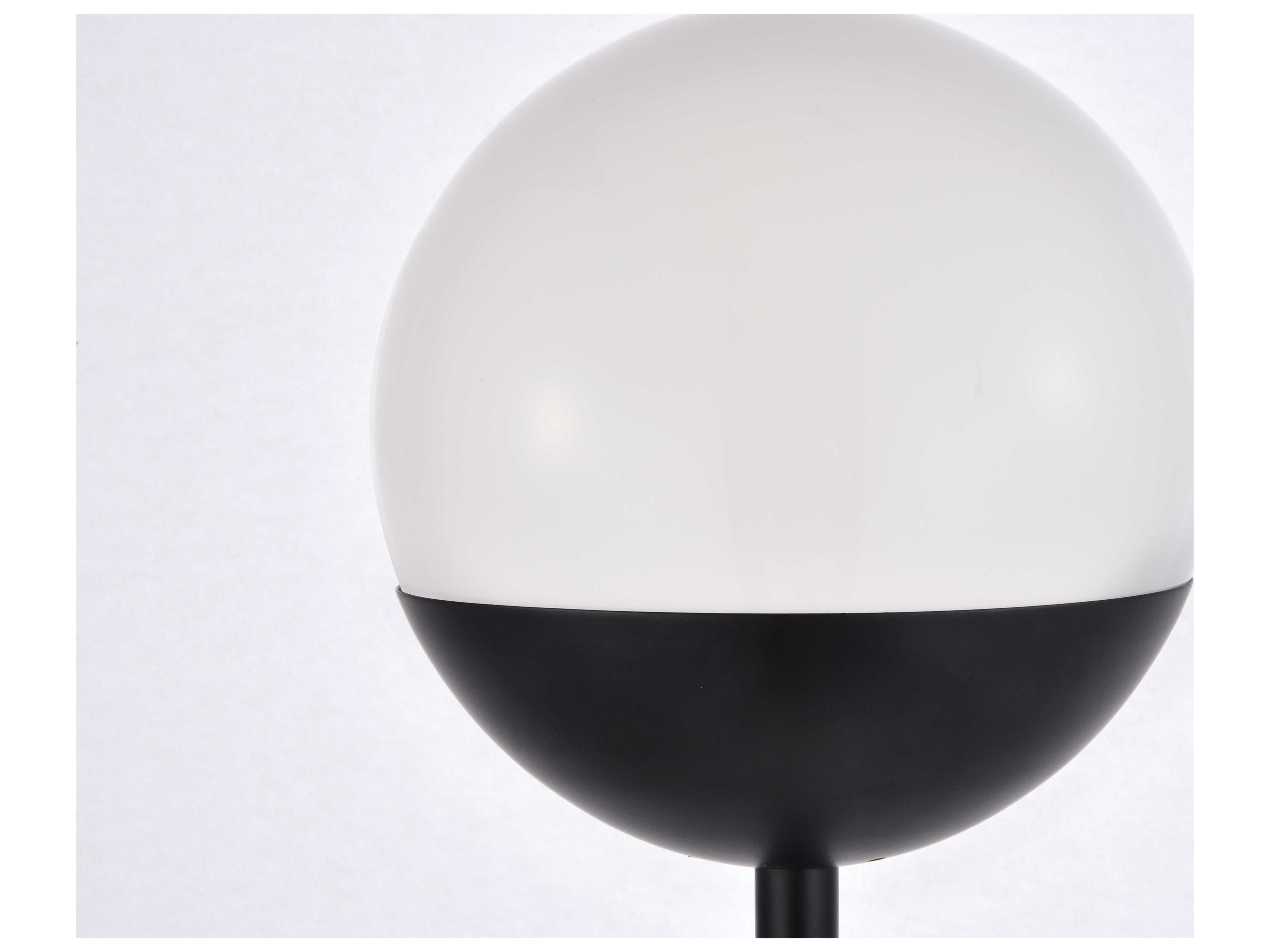 Elegant Lighting Eclipse Black Floor Lamp with Frosted White Glass Shade