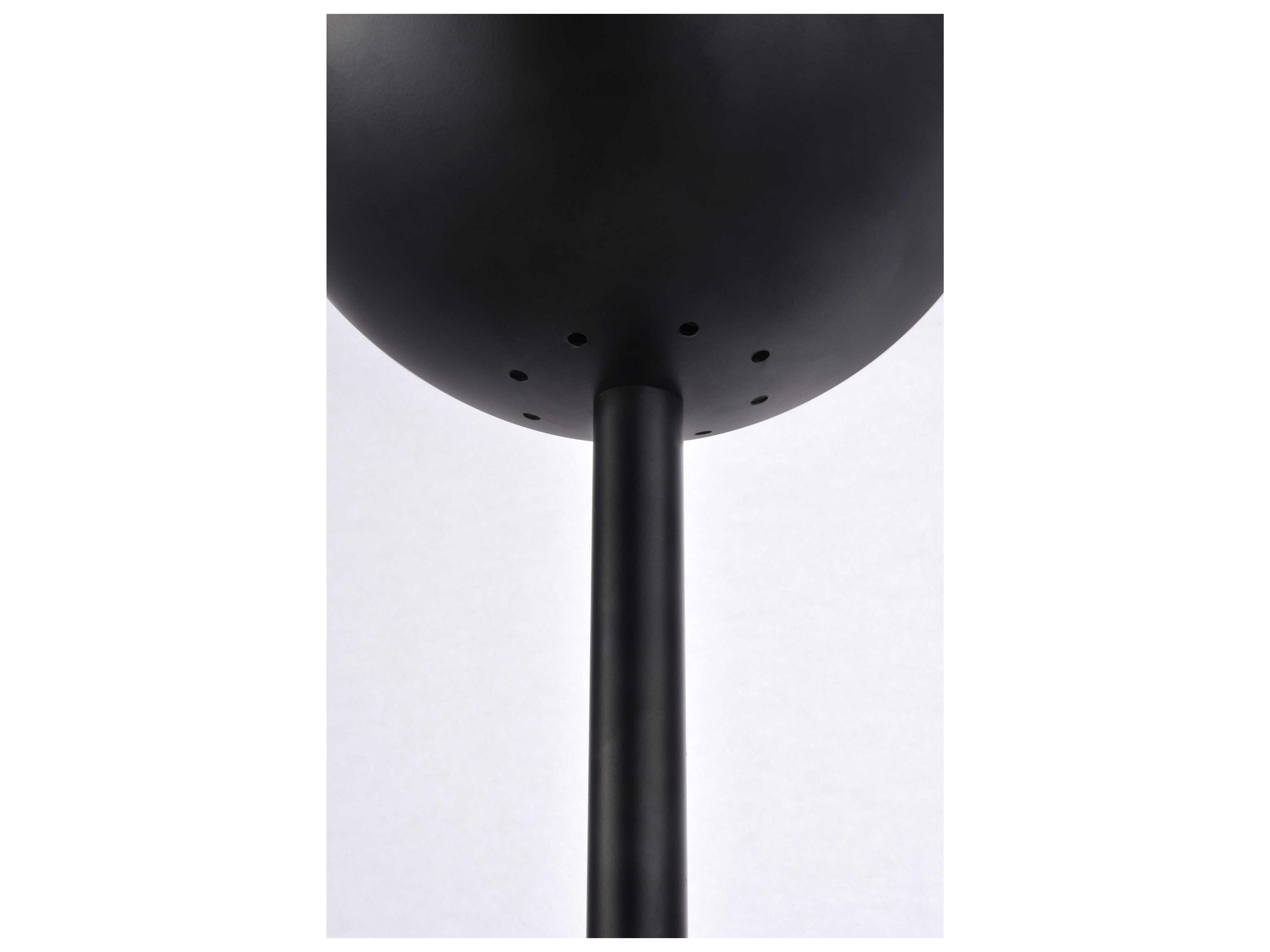 Elegant Lighting Eclipse Black Floor Lamp with Frosted White Glass Shade