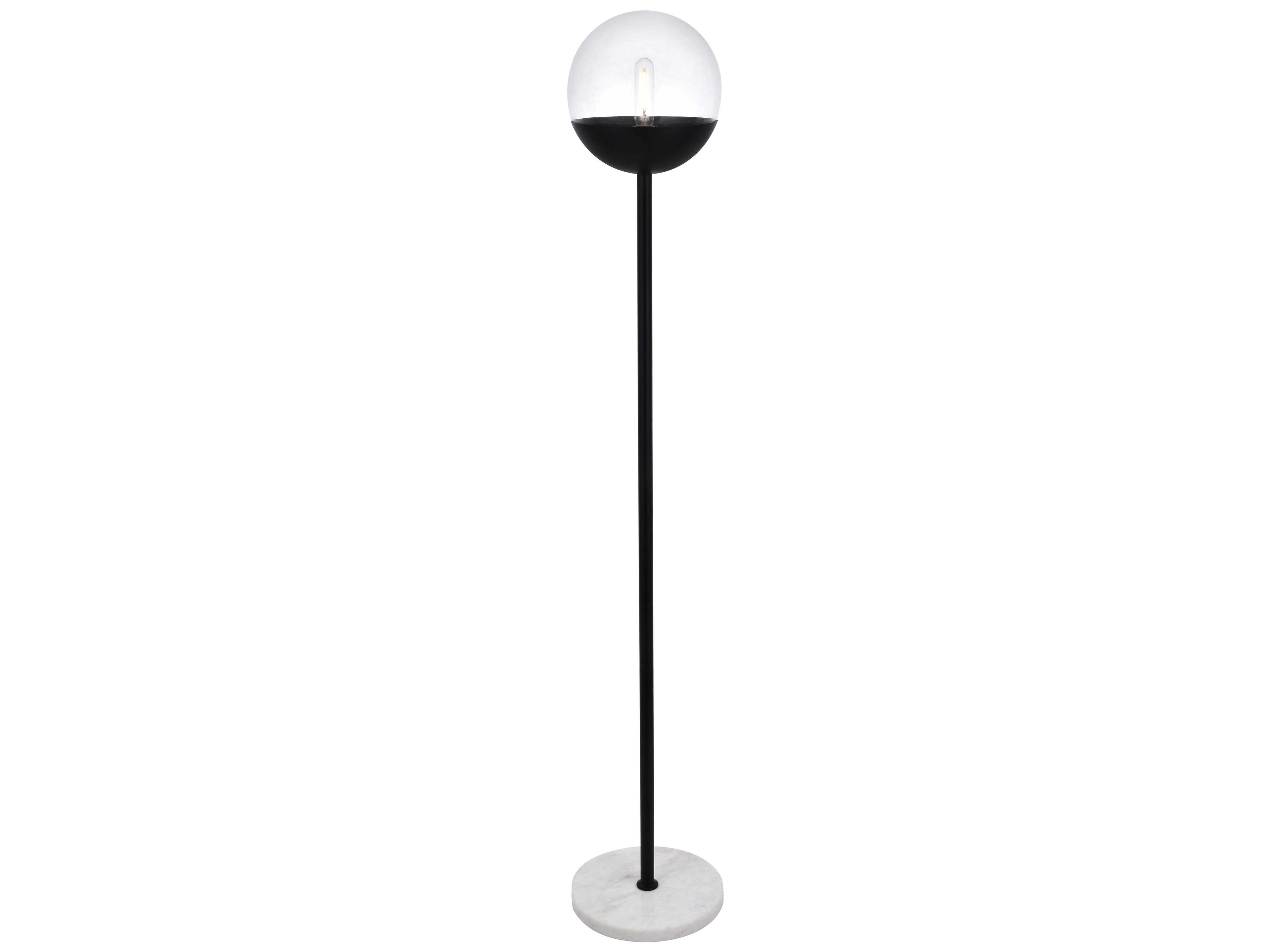 Elegant Lighting Eclipse Black Floor Lamp with Clear Glass Shade