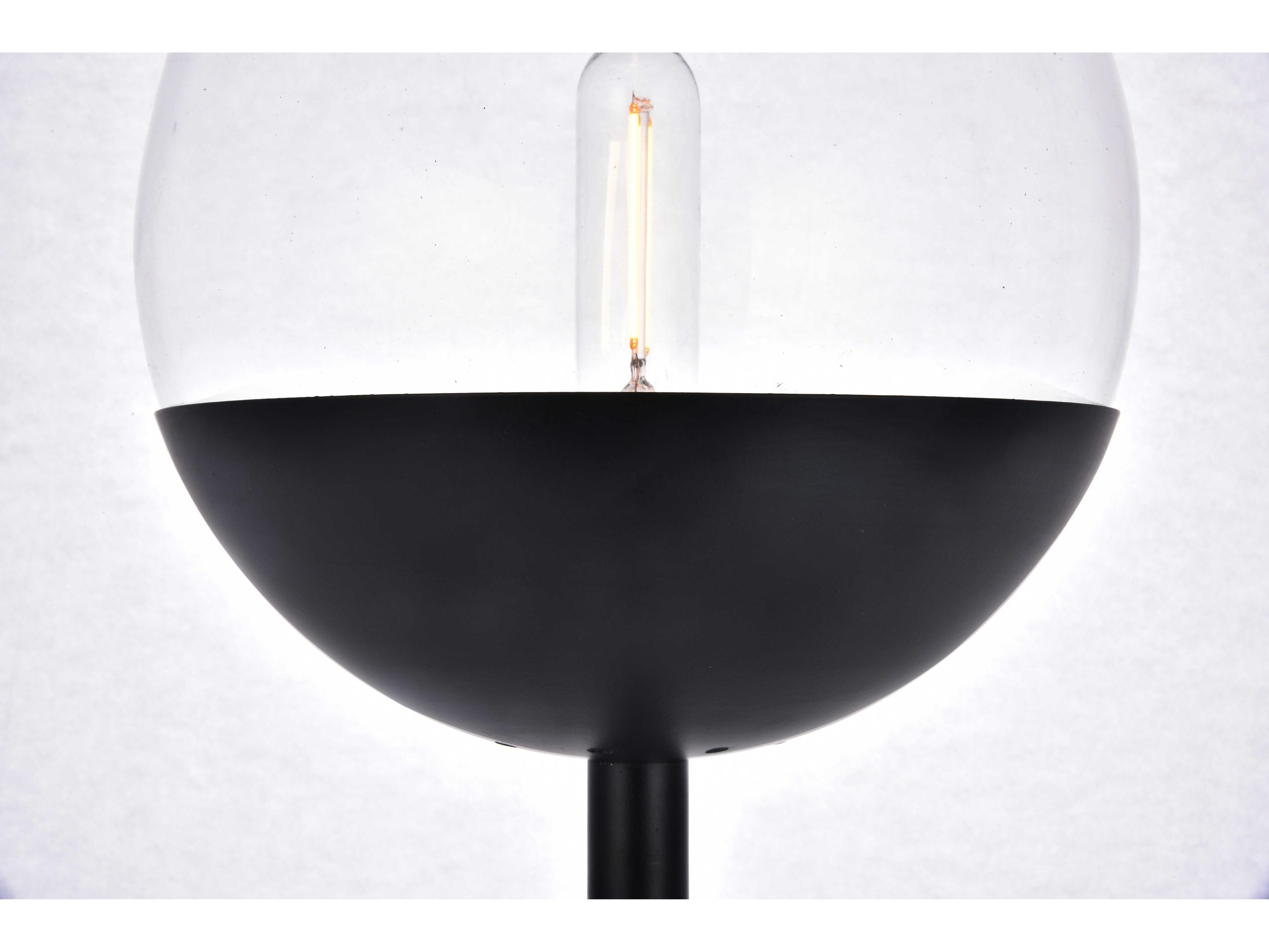 Elegant Lighting Eclipse Black Floor Lamp with Clear Glass Shade