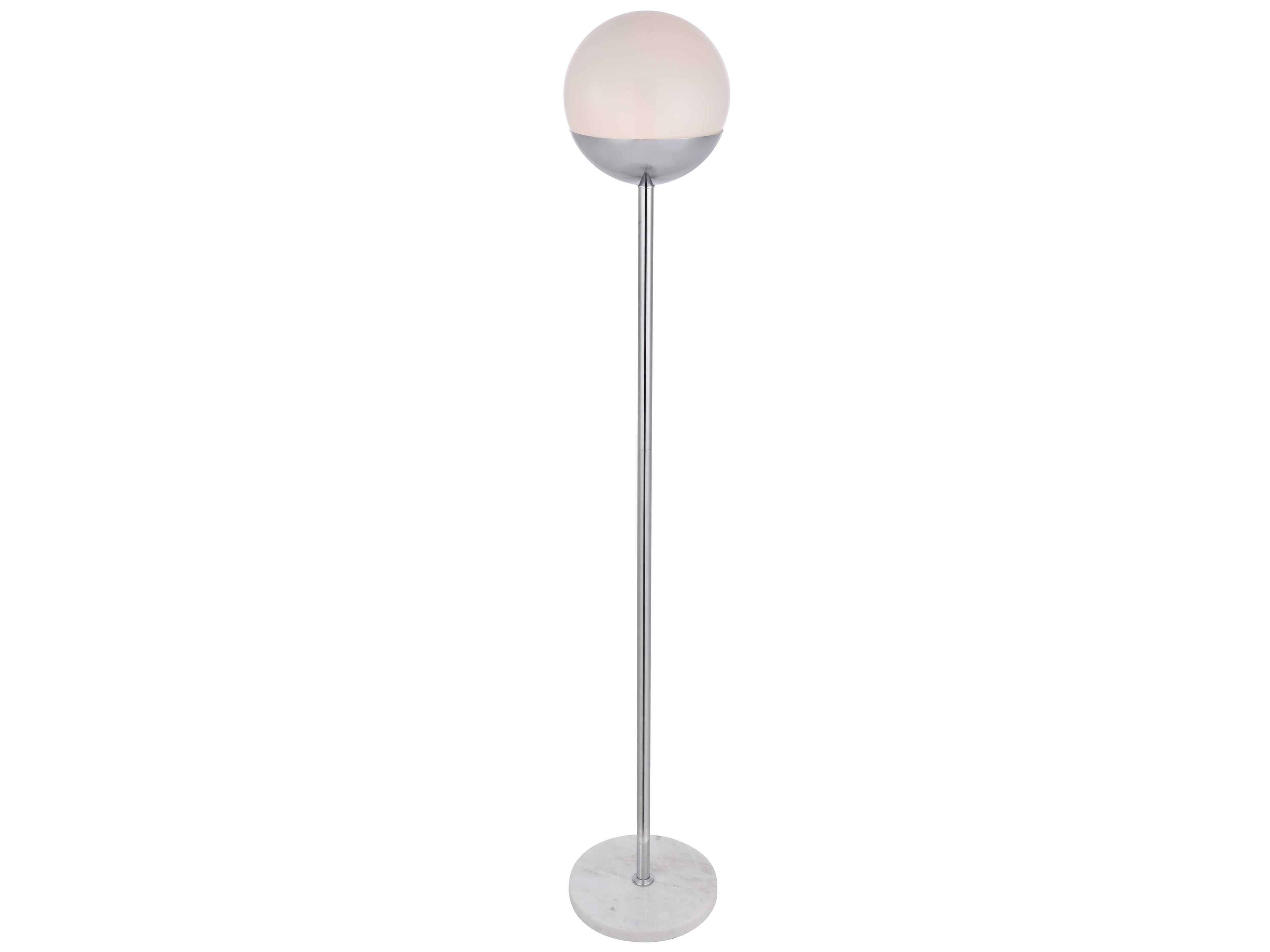 Eclipse Chrome Floor Lamp with Frosted White Glass Shade