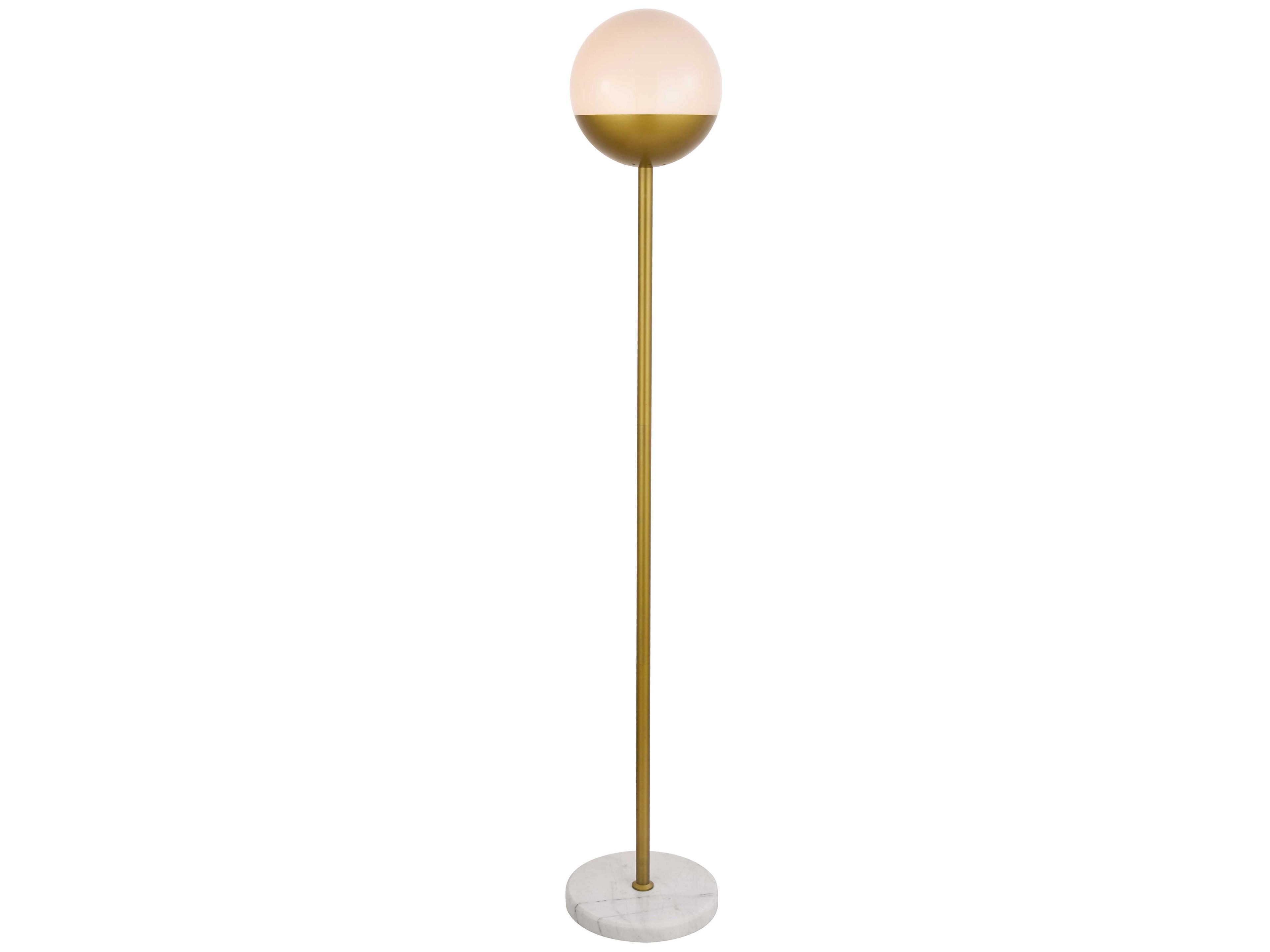 Elegant Lighting Eclipse Brass Floor Lamp with Frosted White Glass Shade
