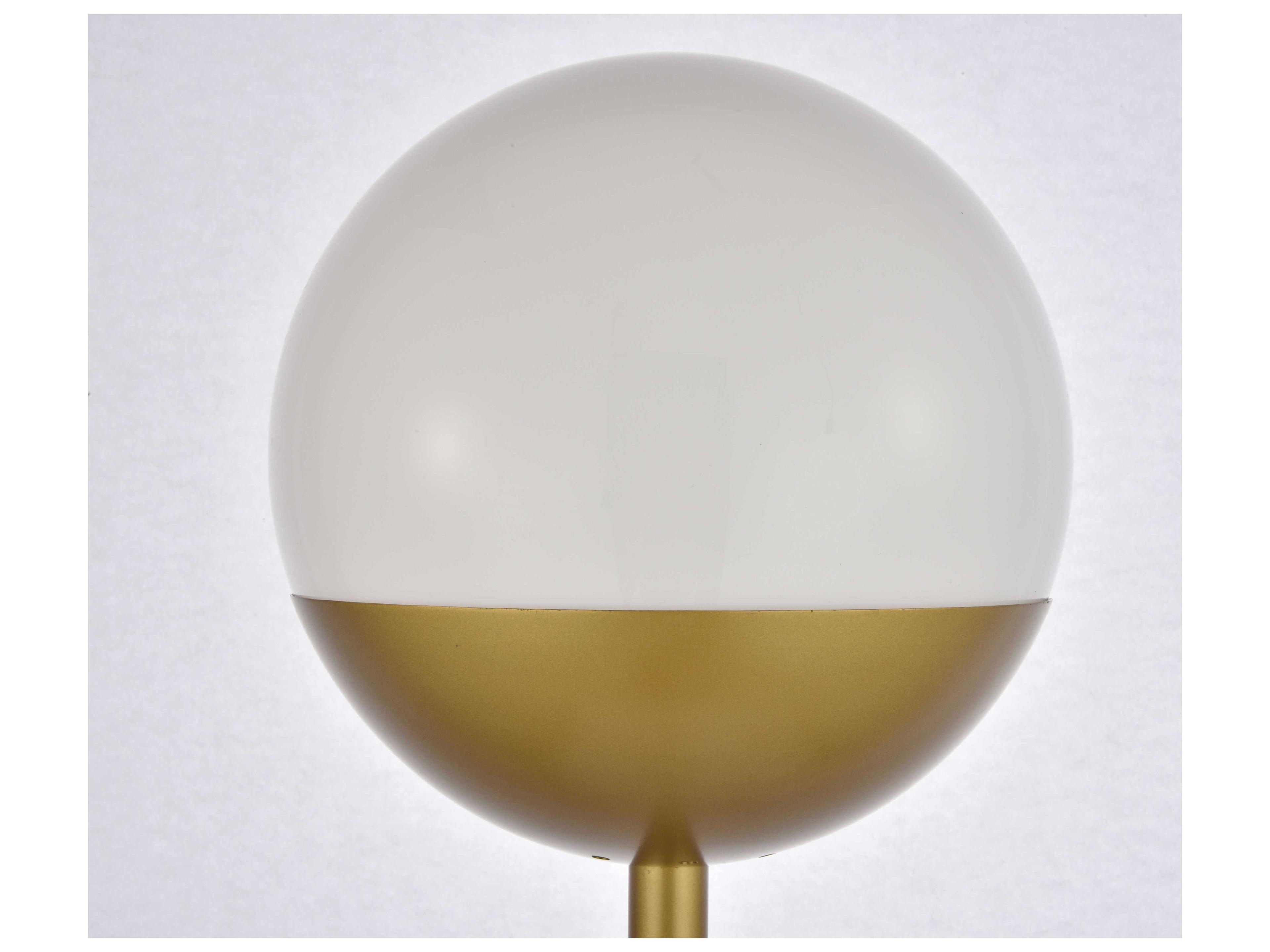 Elegant Lighting Eclipse Brass Floor Lamp with Frosted White Glass Shade