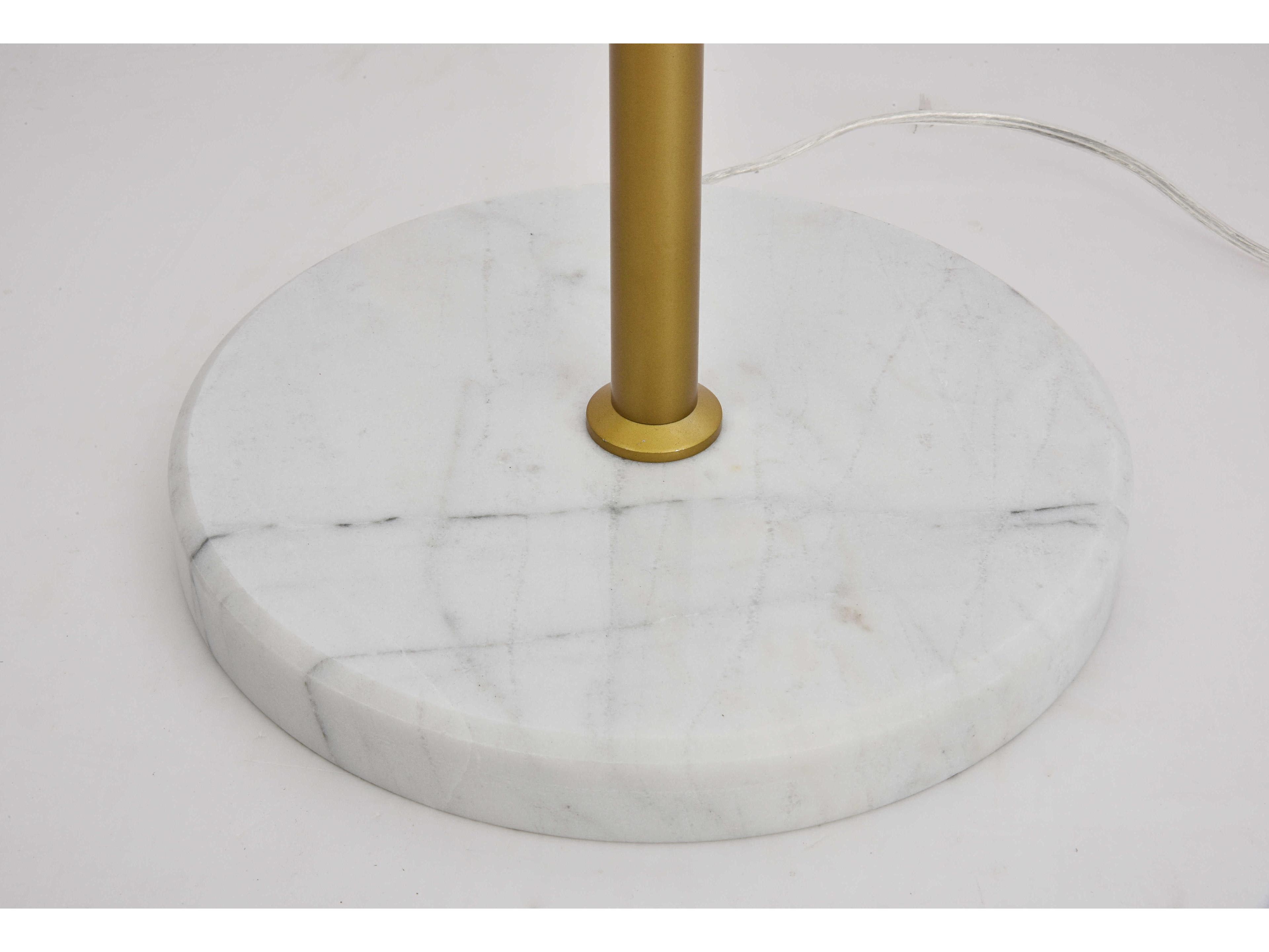 Elegant Lighting Eclipse Brass Floor Lamp with Frosted White Glass Shade