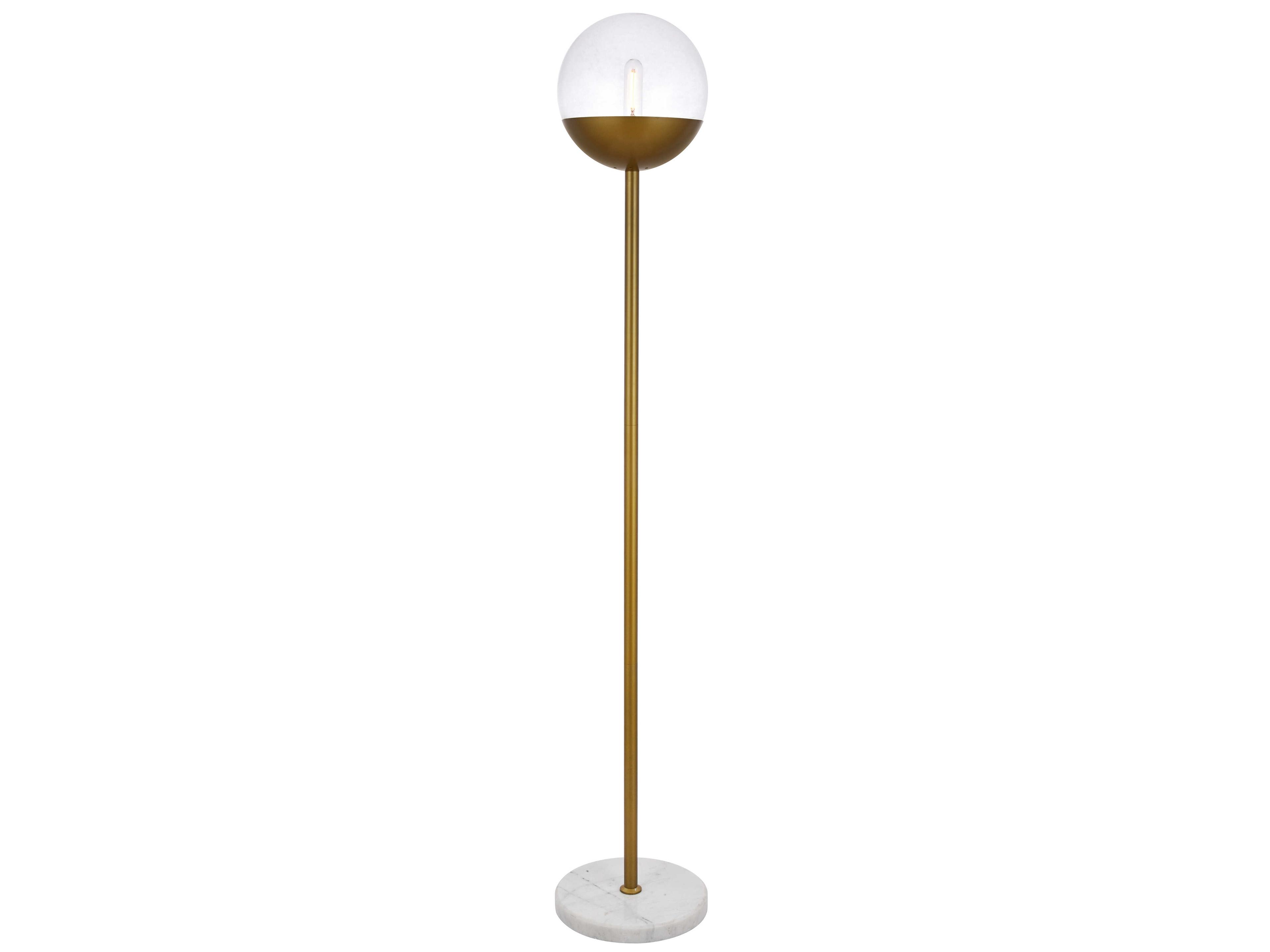 Eclipse Brass Floor Lamp with Clear Glass Shade