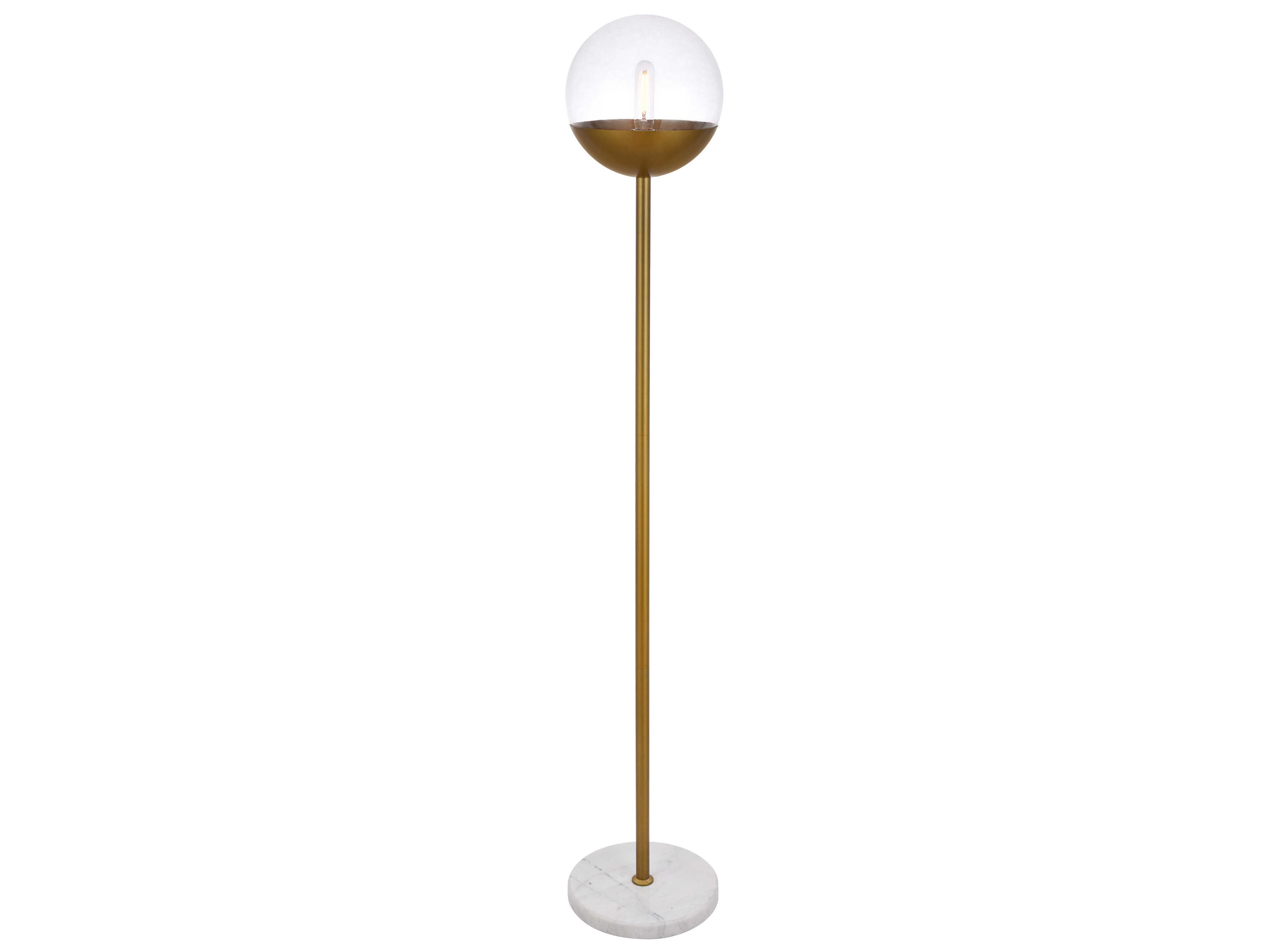 Elegant Lighting Eclipse Brass Floor Lamp with Clear Glass Shade