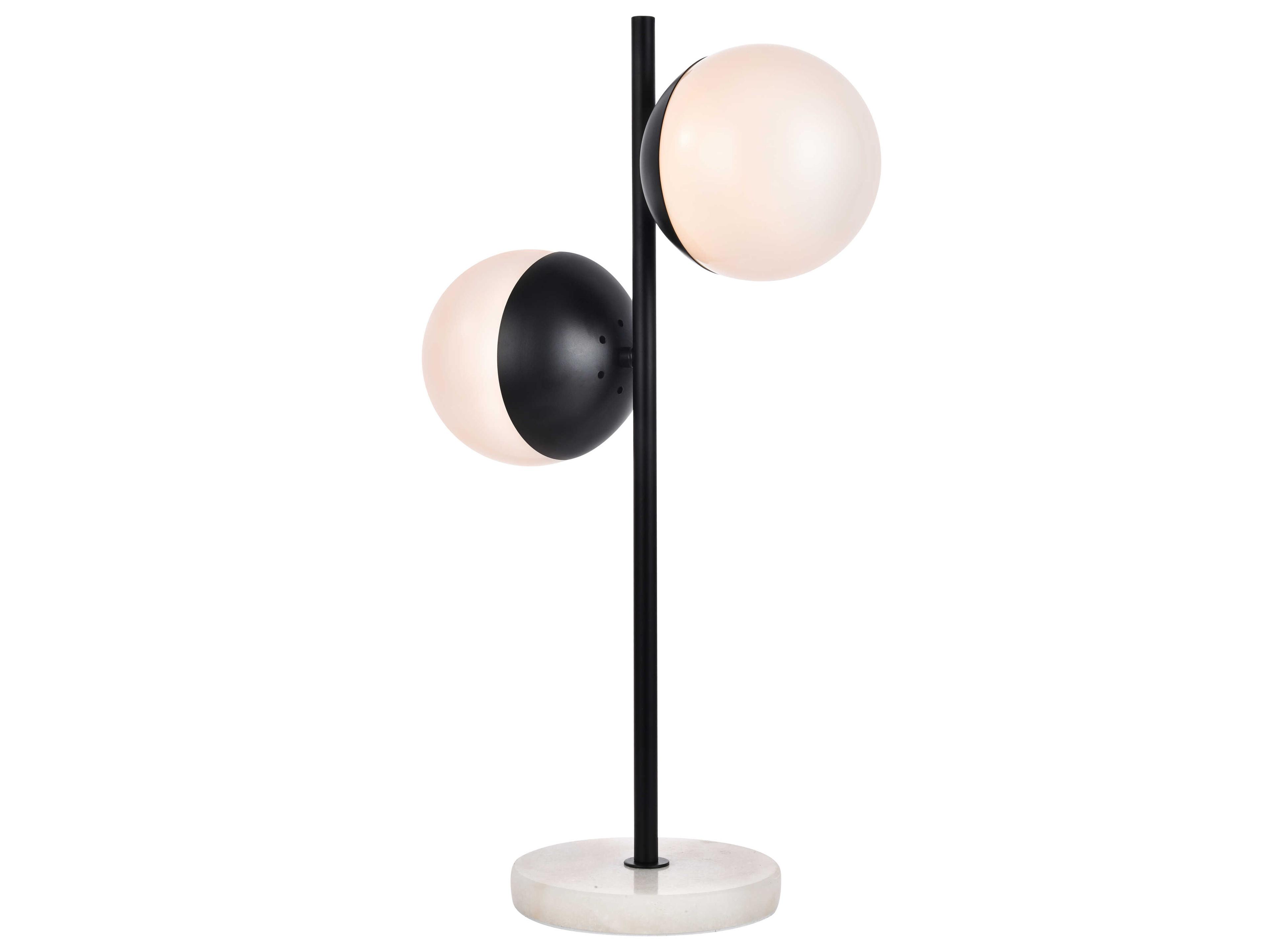 Elegant Lighting Eclipse Black Table Lamp with Frosted White Glass Shade