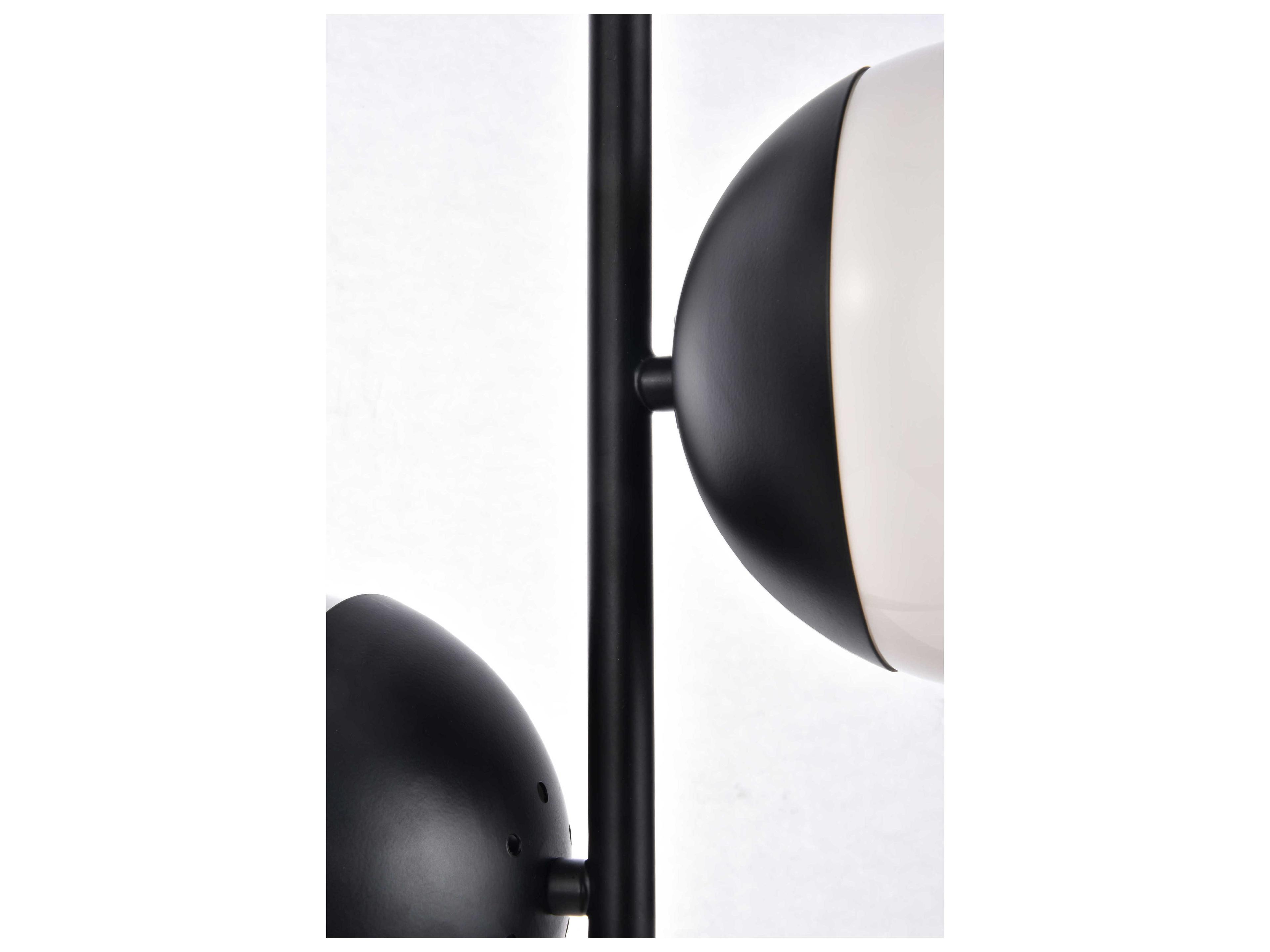 Elegant Lighting Eclipse Black Table Lamp with Frosted White Glass Shade