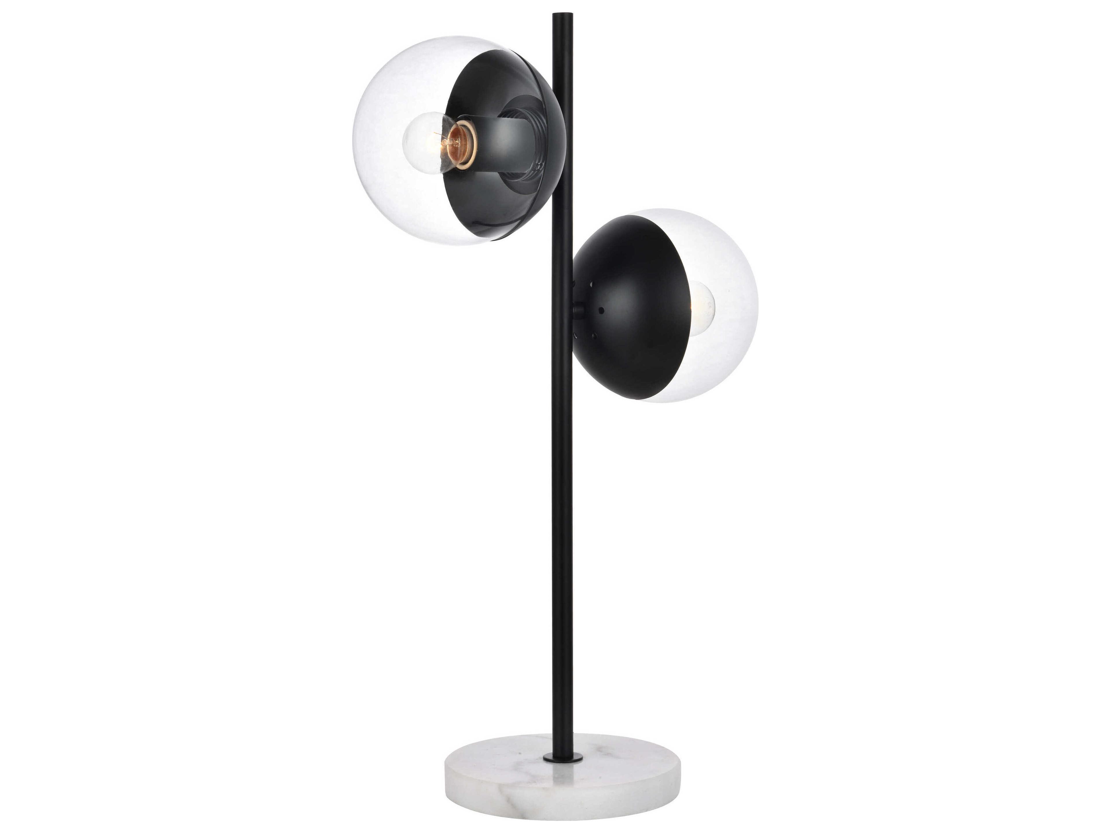 Elegant Lighting Eclipse Black Table Lamp with Clear Glass Shade
