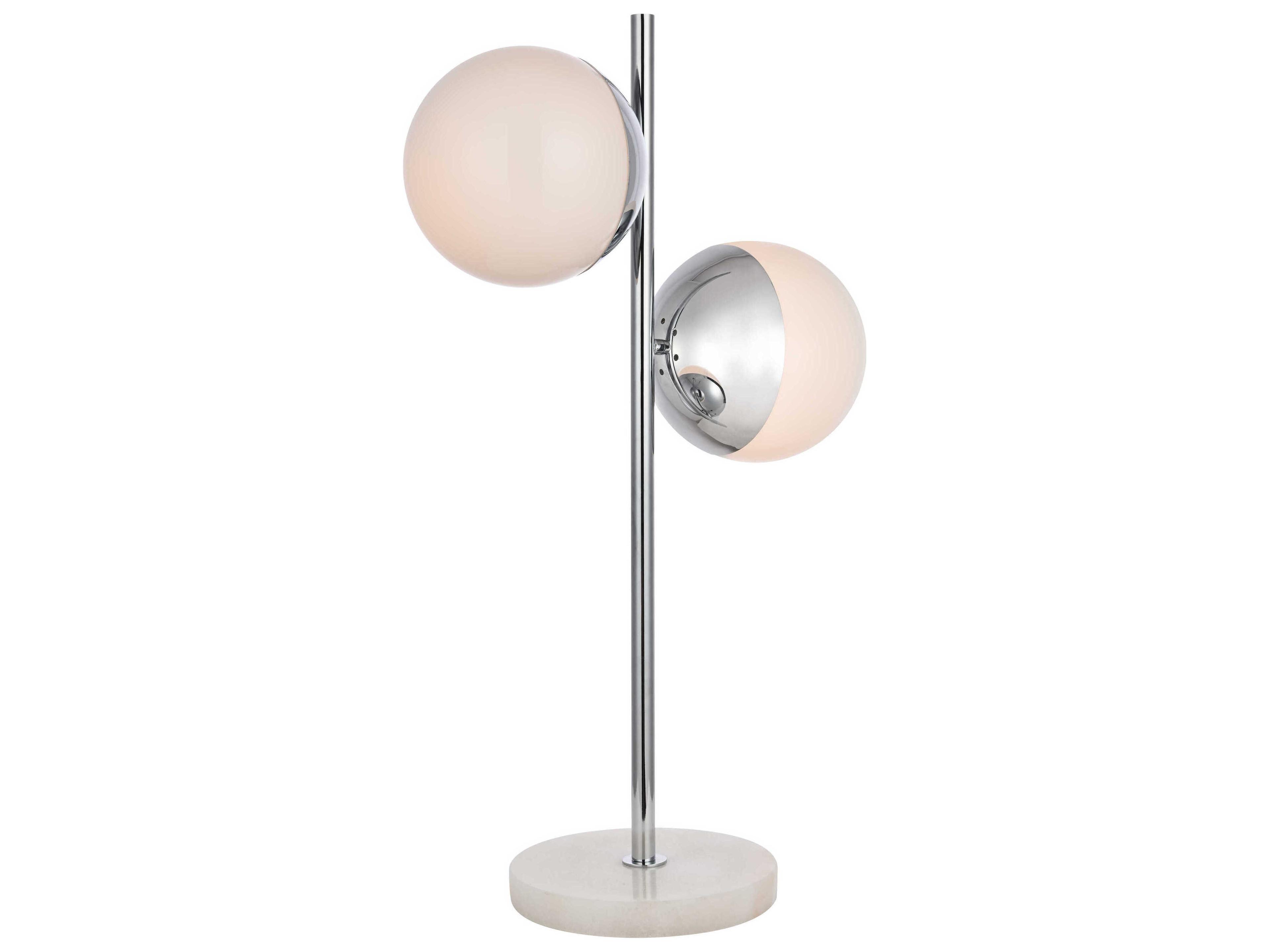 Elegant Lighting Eclipse Chrome Table Lamp with Frosted White Glass Shade