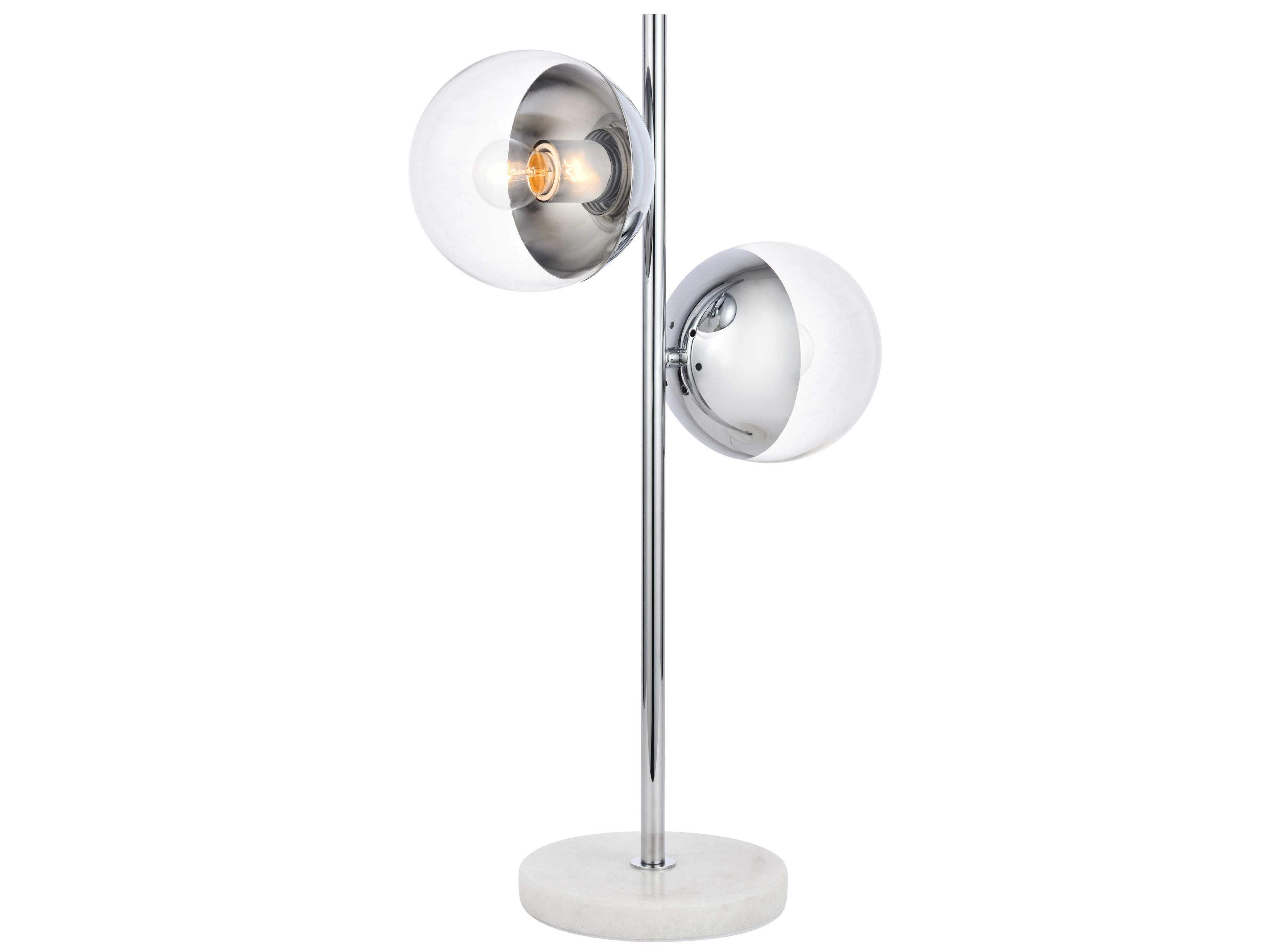 Elegant Lighting Eclipse Chrome Table Lamp with Clear Glass Shade