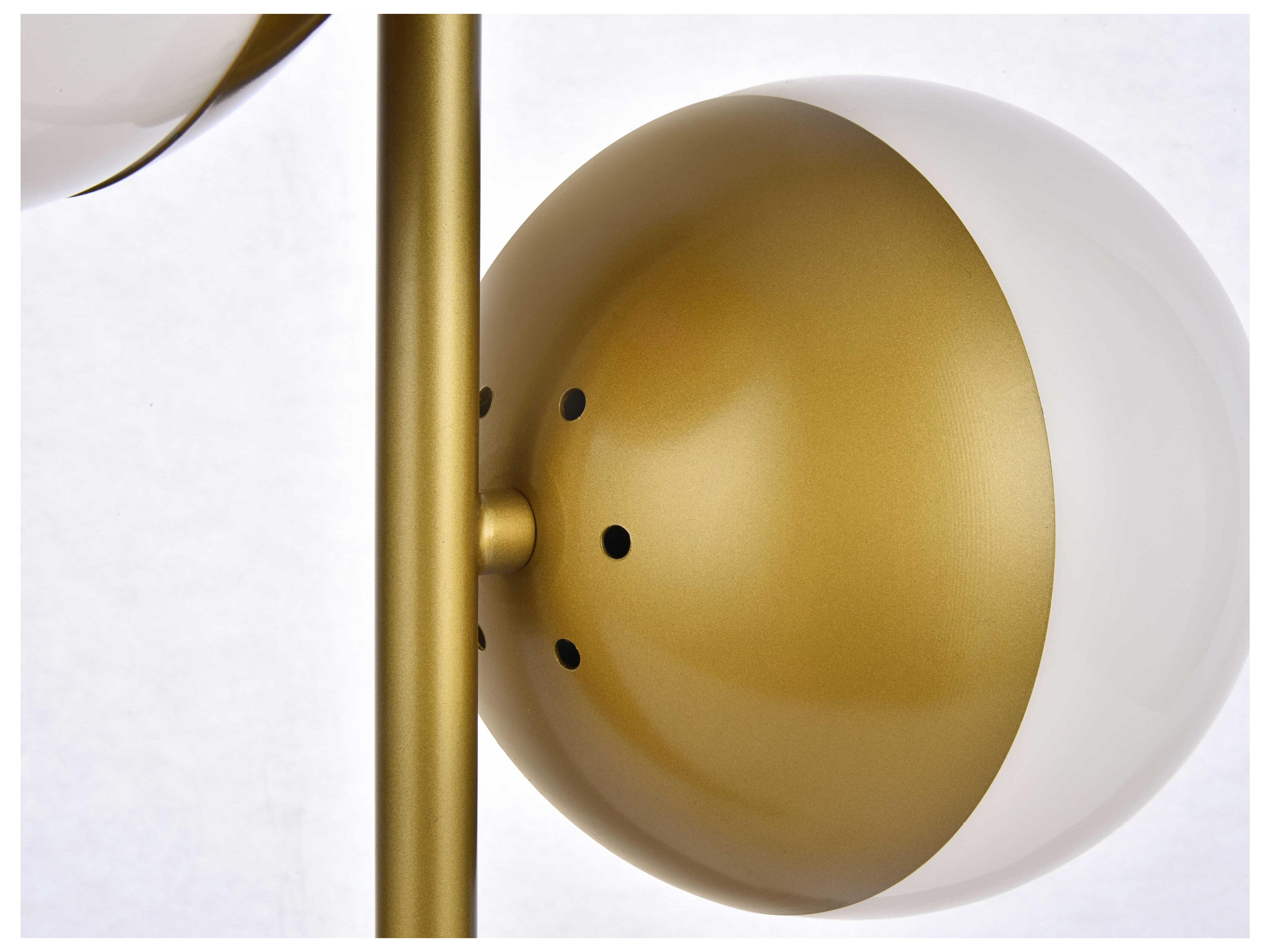 Elegant Lighting Eclipse Brass Table Lamp with Frosted White Glass Shade