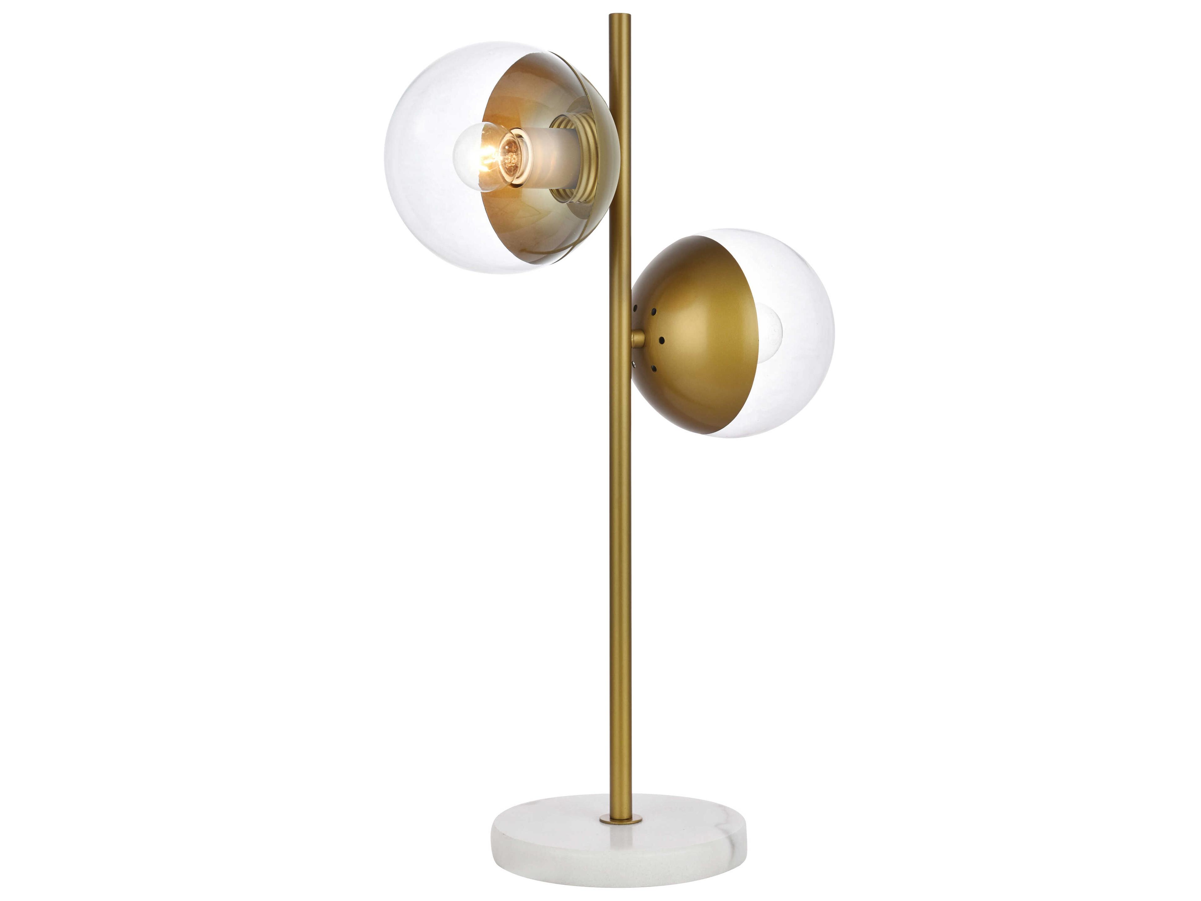 Elegant Lighting Eclipse Brass Table Lamp with Clear Glass Shade