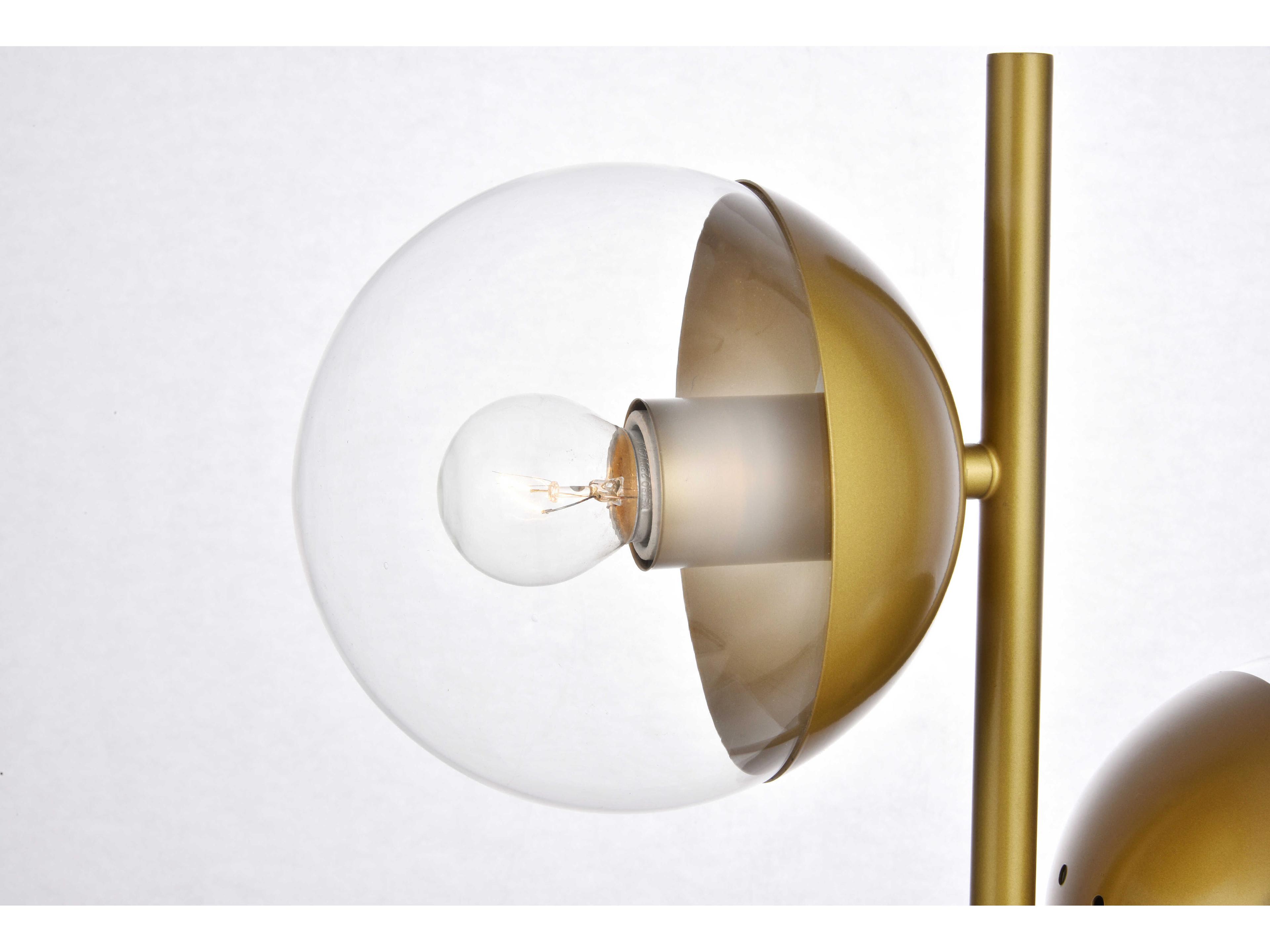 Elegant Lighting Eclipse Brass Table Lamp with Clear Glass Shade