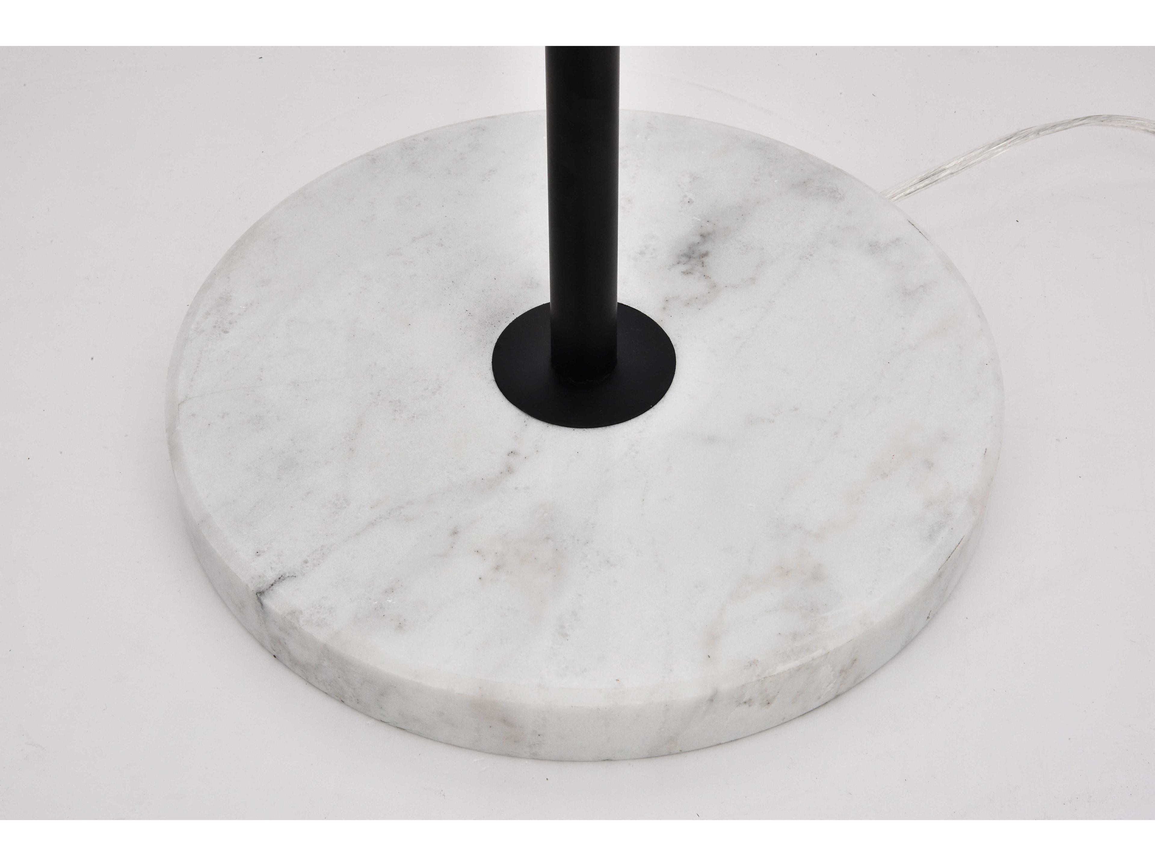 Elegant Lighting Eclipse Black Floor Lamp with Frosted White Glass Shade