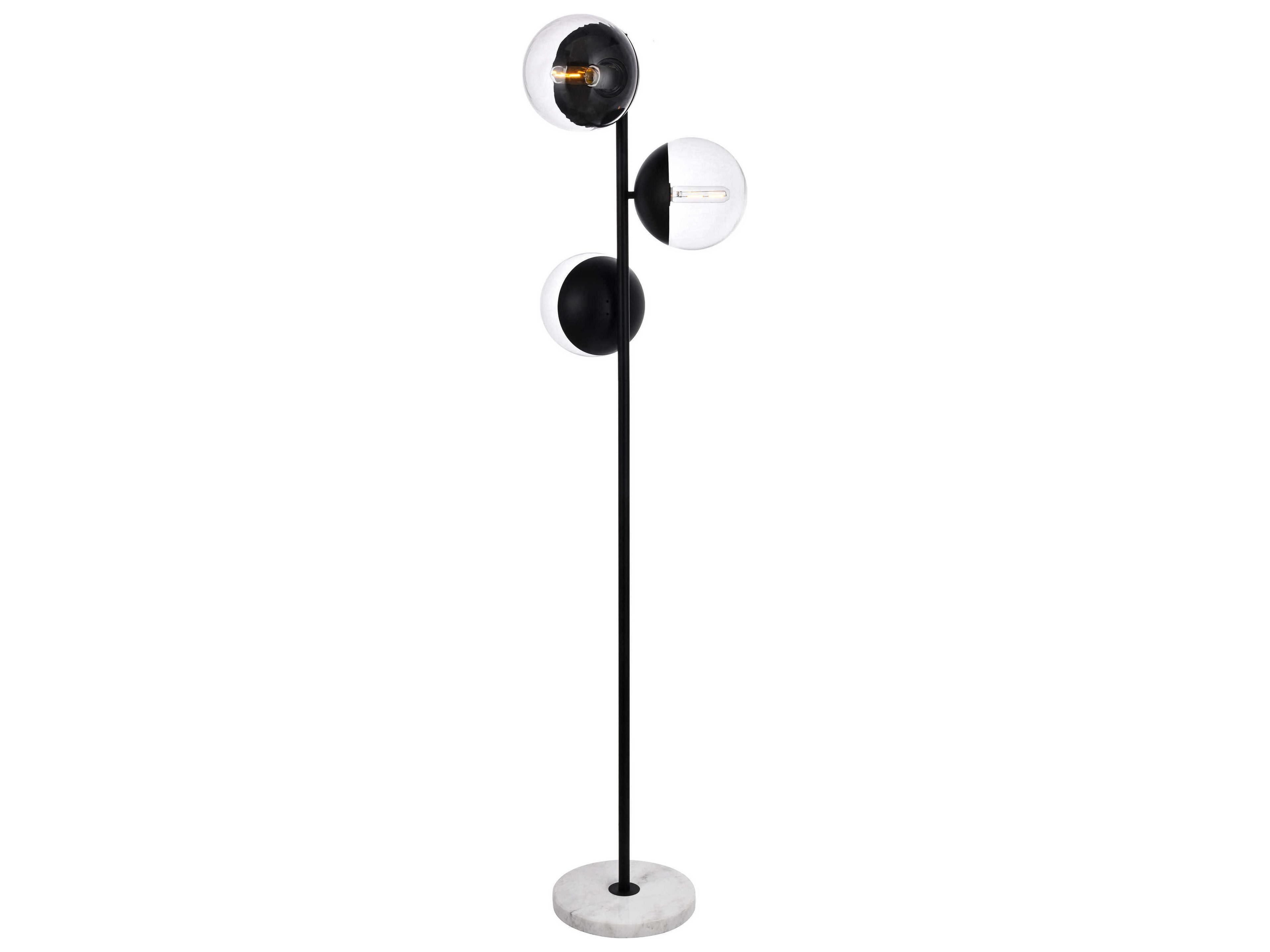 Elegant Lighting Eclipse Black Floor Lamp with Clear Glass Shade