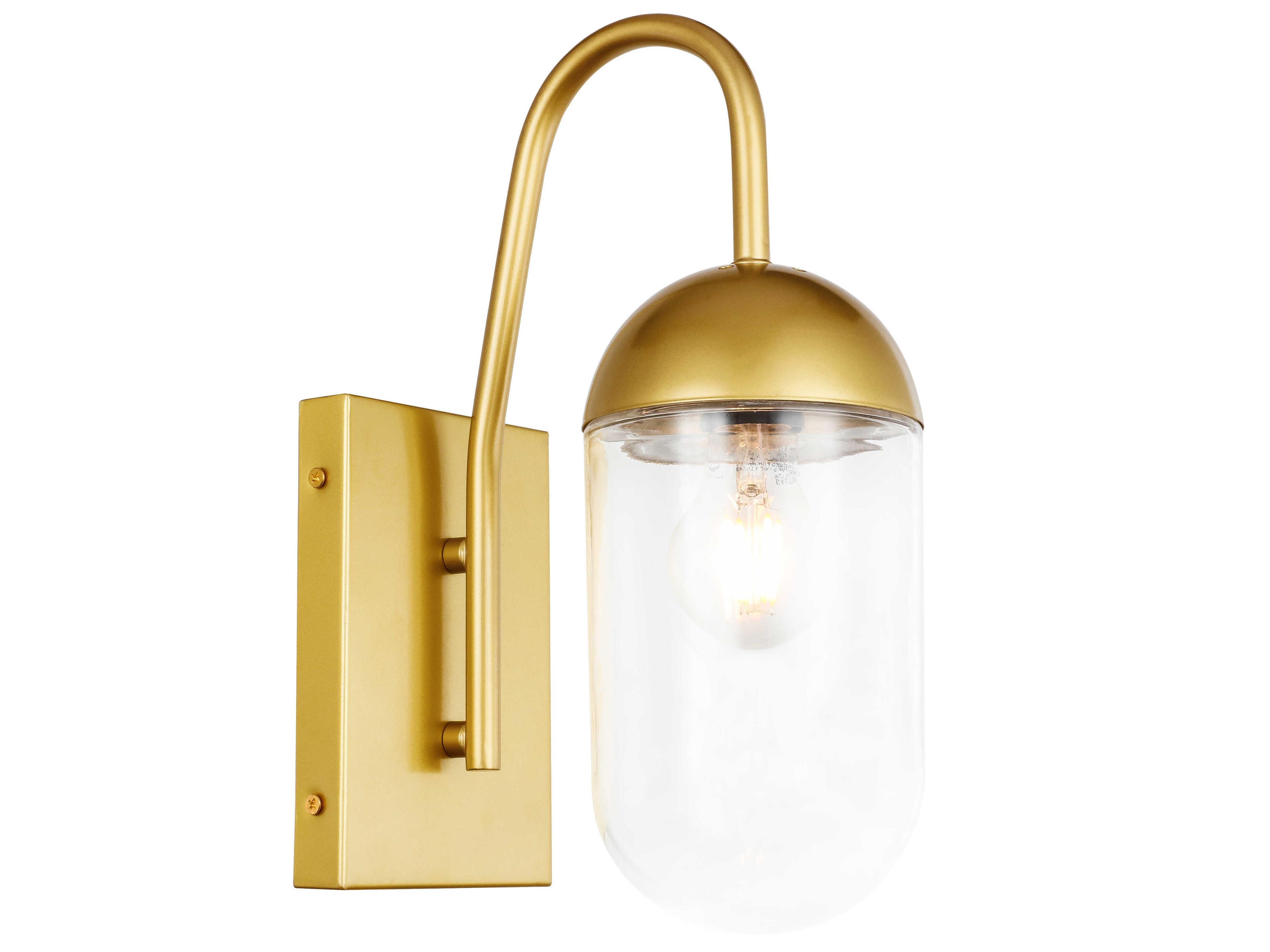 Elegant Lighting Kace 1-Light Brass Glass LED Wall Sconce