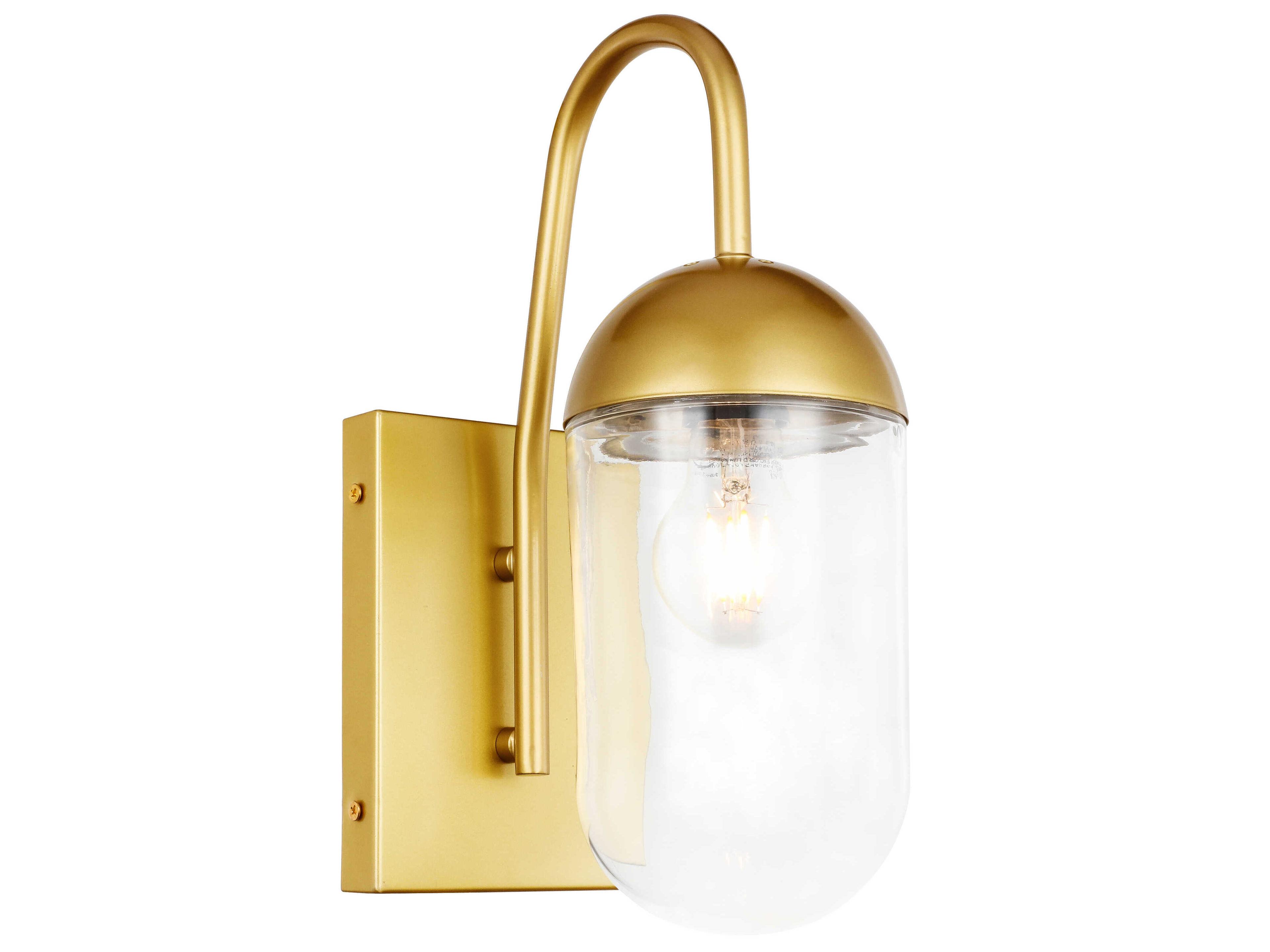 Elegant Lighting Kace 1-Light Brass Glass LED Wall Sconce