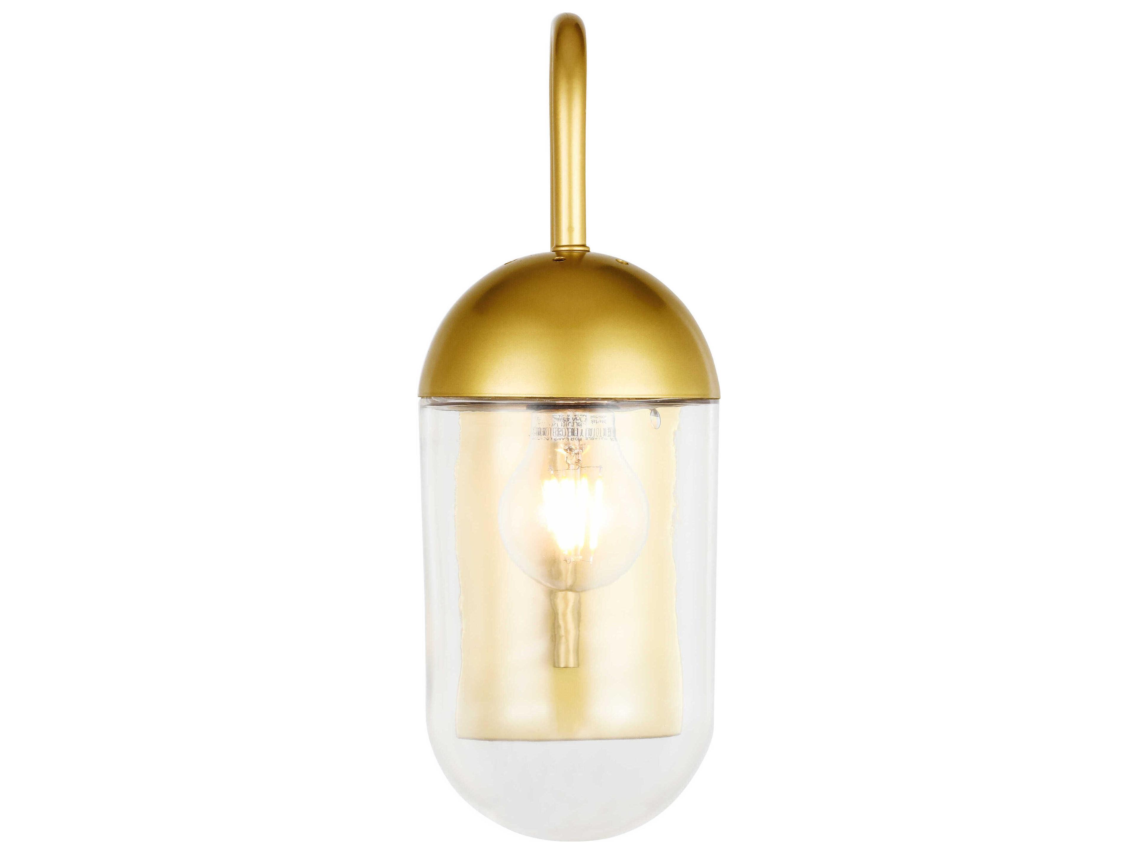 Elegant Lighting Kace 1-Light Brass Glass LED Wall Sconce