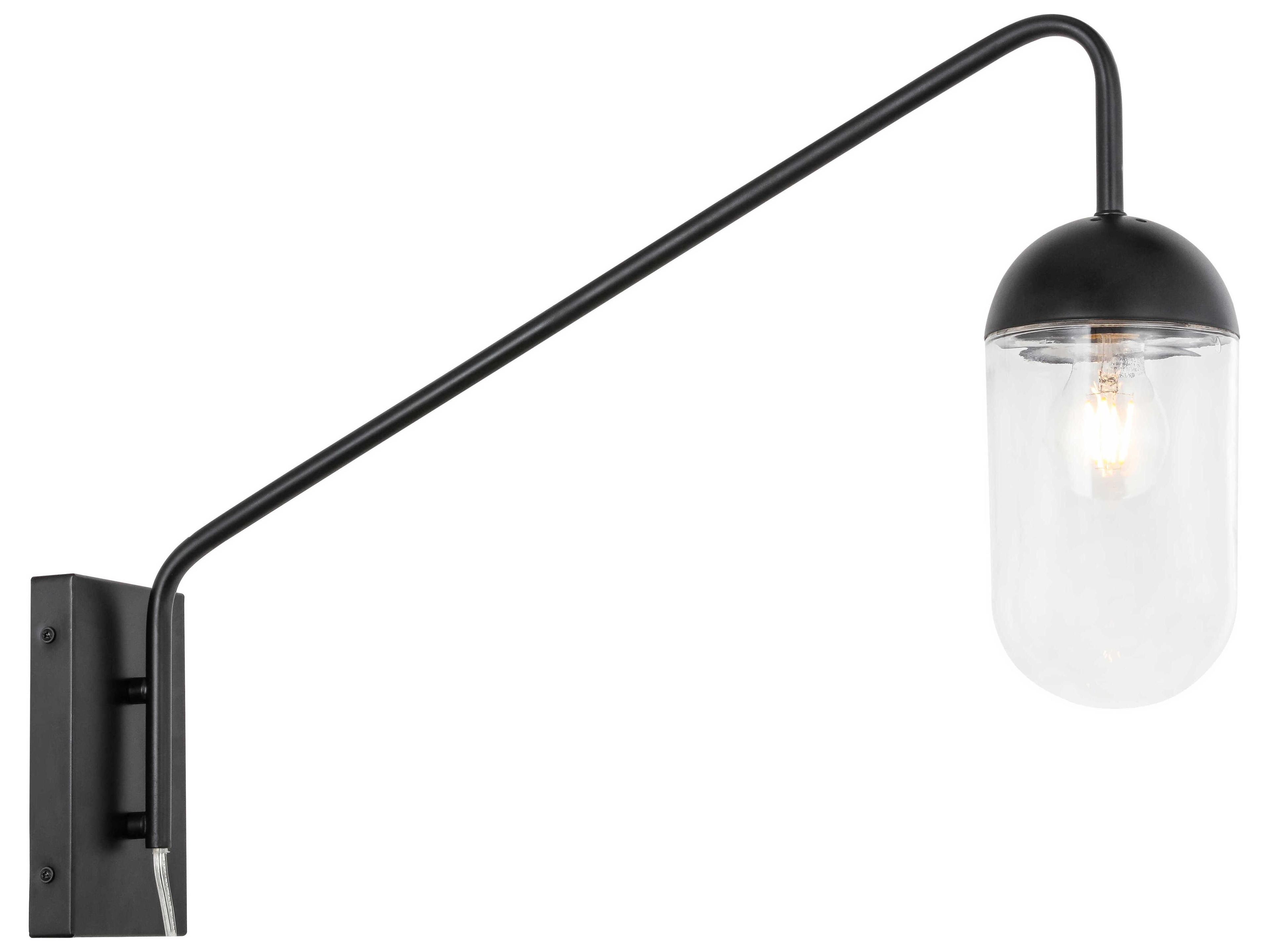 Elegant Lighting Kace 1 - Light Swing Arm with Clear Glass Shade