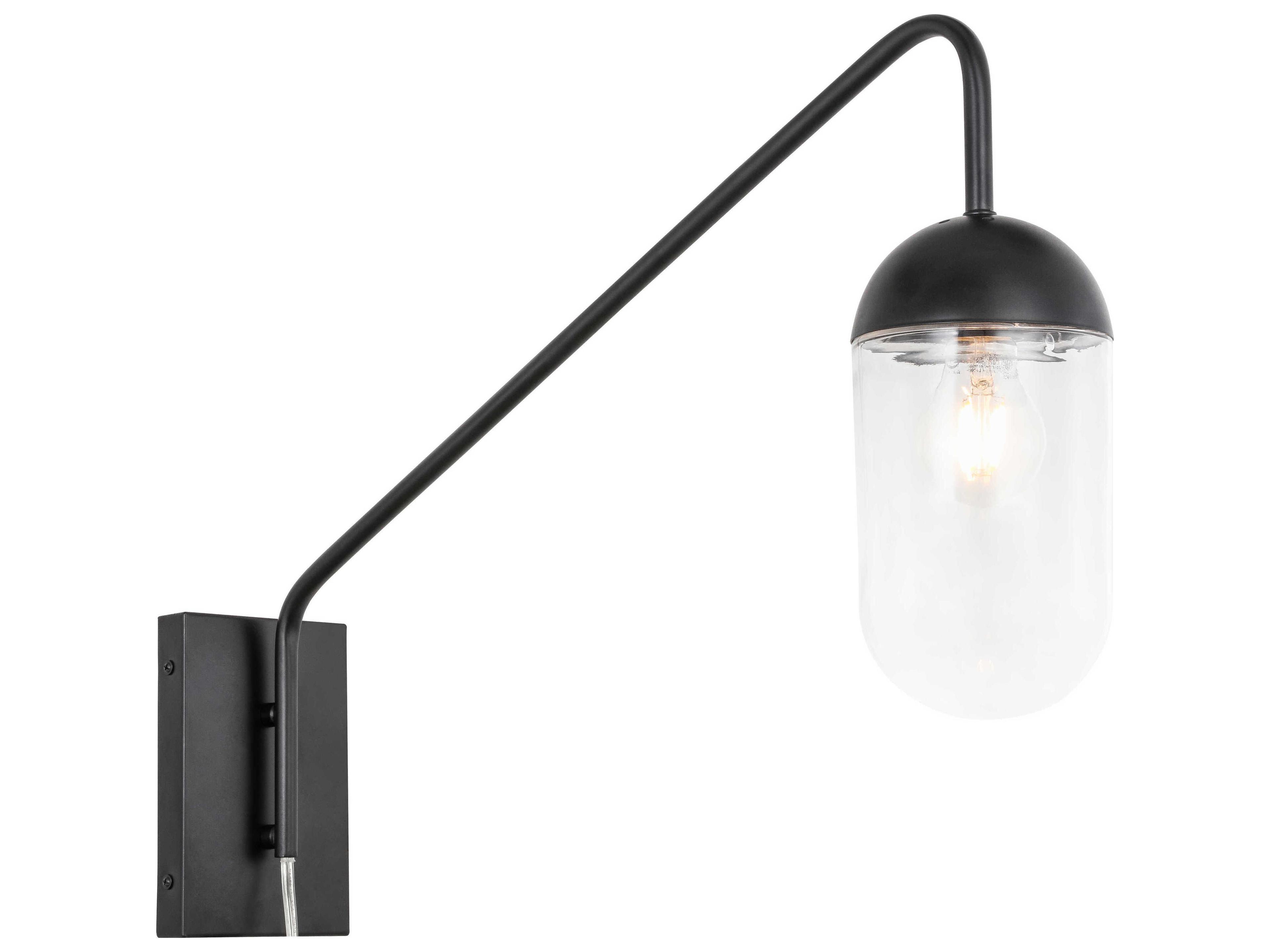 Elegant Lighting Kace 1 - Light Swing Arm with Clear Glass Shade