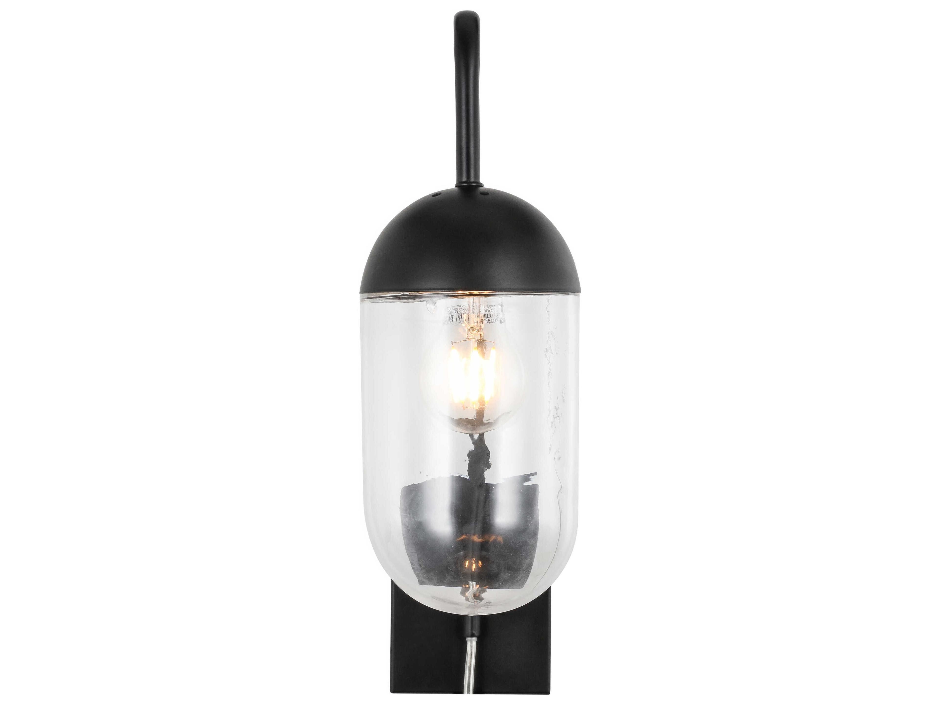 Elegant Lighting Kace 1 - Light Swing Arm with Clear Glass Shade