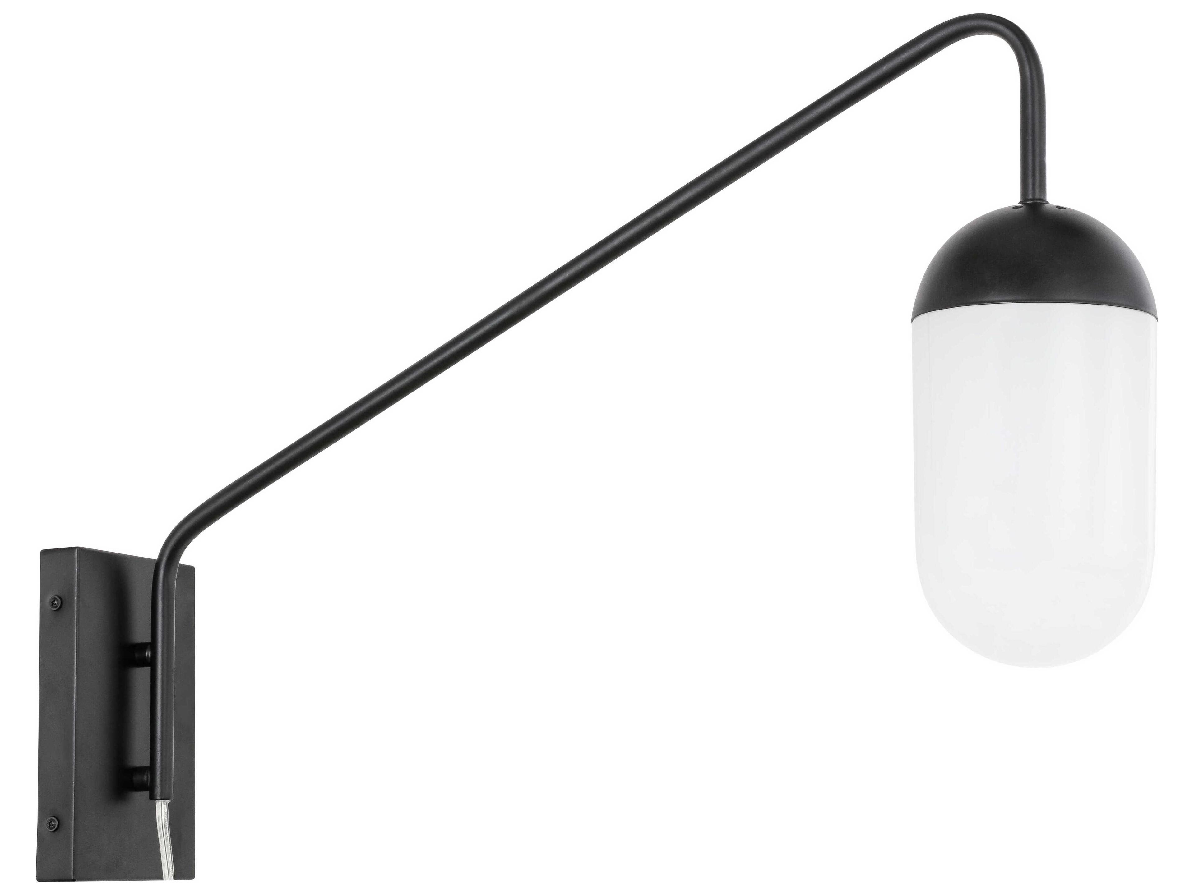 Kace 1 - Light Swing Arm with Frosted White Glass Shade