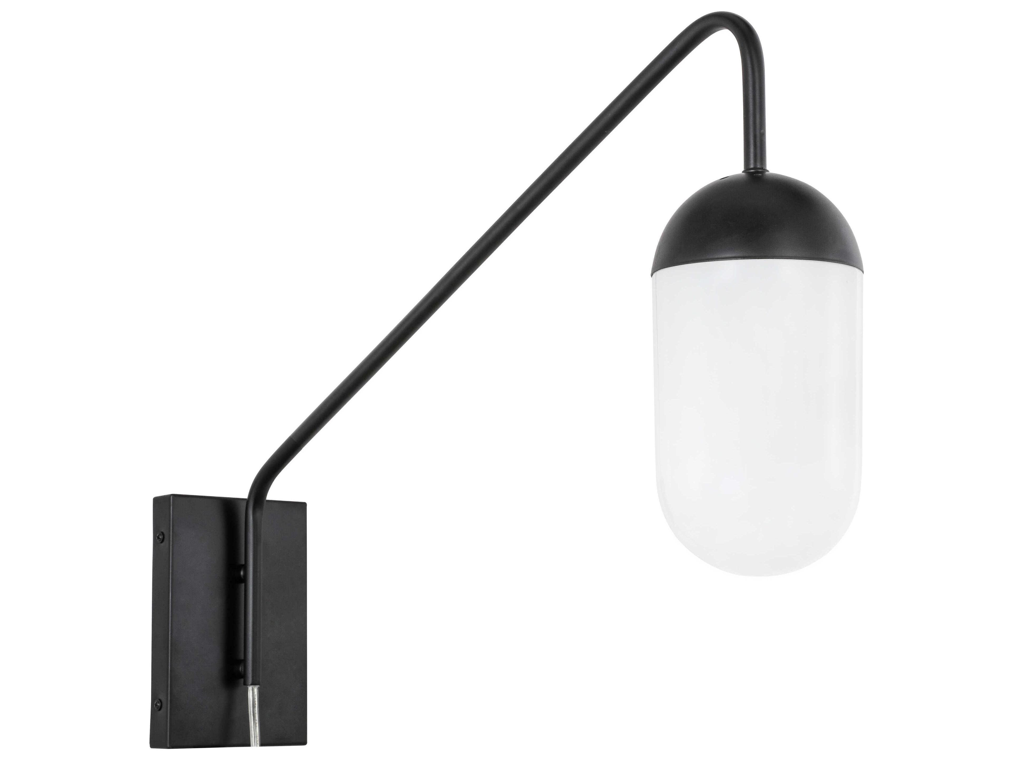 Elegant Lighting Kace 1 - Light Swing Arm with Frosted White Glass Shade