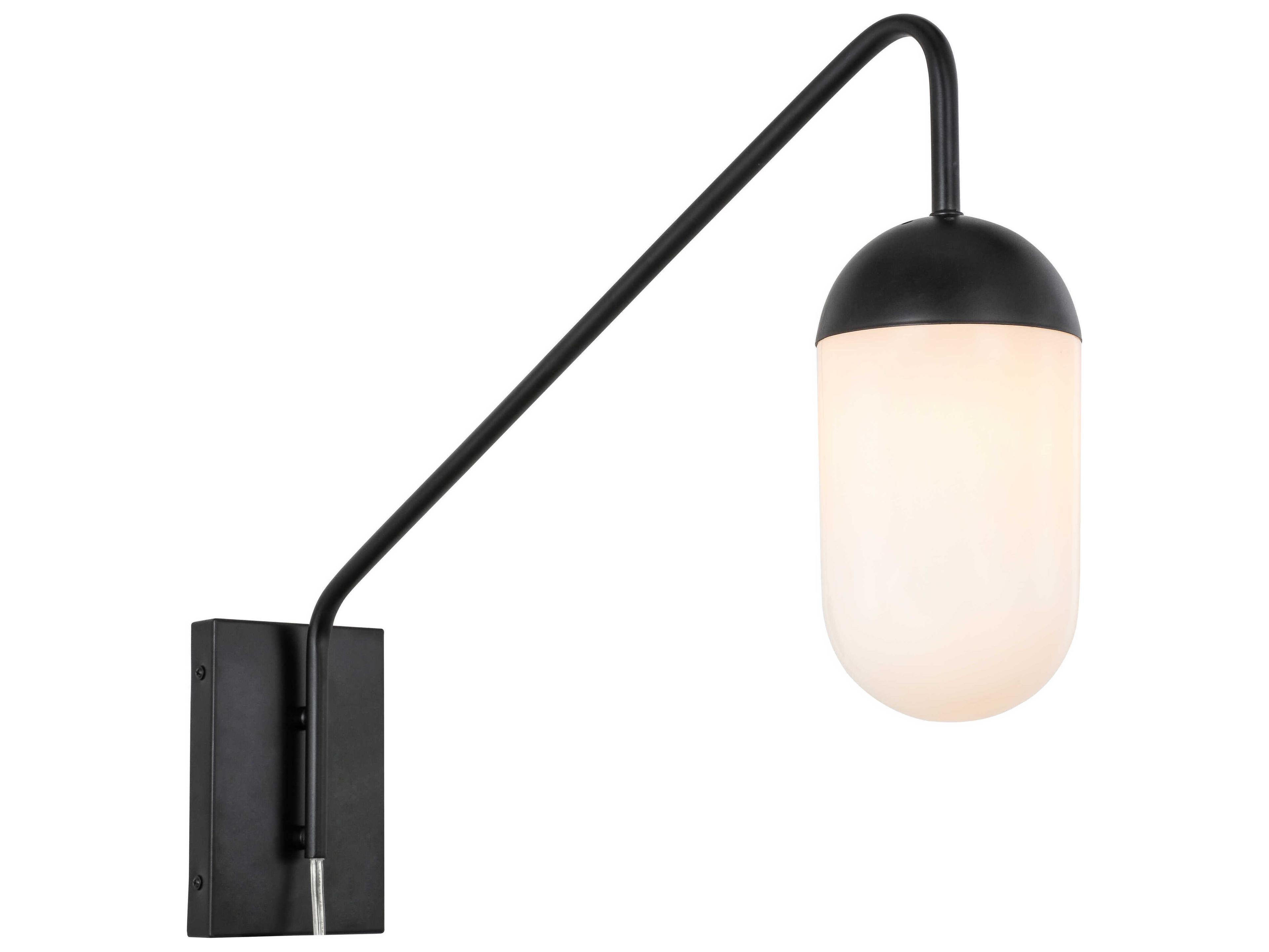 Elegant Lighting Kace 1 - Light Swing Arm with Frosted White Glass Shade